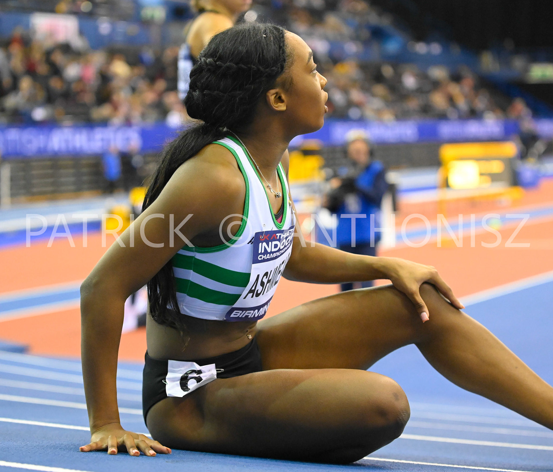 BIRMINGHAM, ENGLAND - FEBRUARY 18:Leonie Ashmeade  during day 1Heats of the UK Athletics Indoor Championships at the Utilita Arena, Birmingham , England