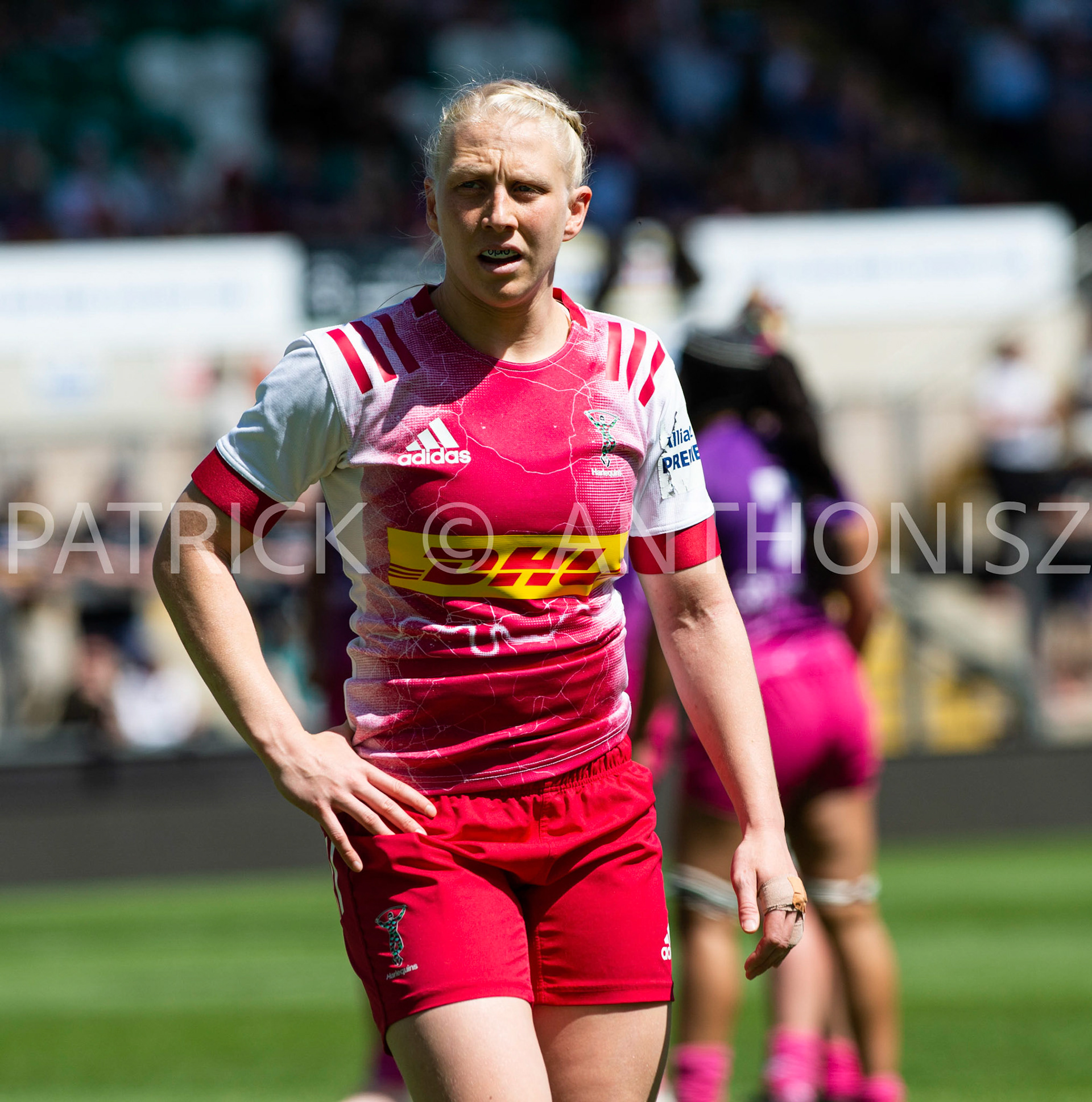 Northampton -14–May-2022. Heather Cowell of Harlequins is seen during the  Loughborough Lightning Vs Harlequins Womens at cinch Stadium Franklin's Gardens Northampton  .