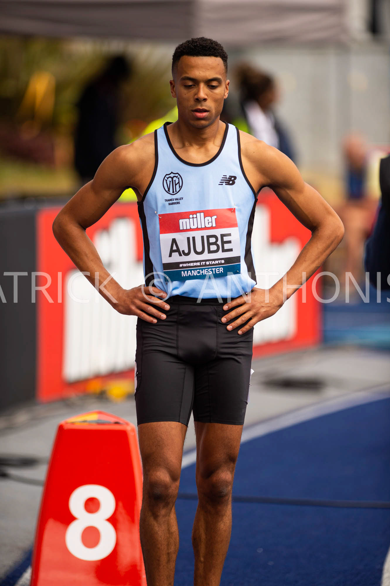 24-6-2022: Andrew  Ajube   is seen during  the  400  M Hurdles at the Muller UK Athletics Championships MANCHESTER REGIONAL ARENA – MANCHESTER