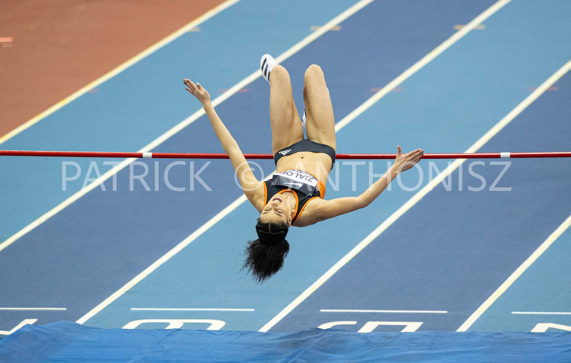 Saturday 27 February 2022:  Laura Zialor - 1.88m  winning the Womens High Jump Finals at the UK Athletics Indoor Championships and World Trials  Birmingham at the Utilita Arena Birmingham Day 2
