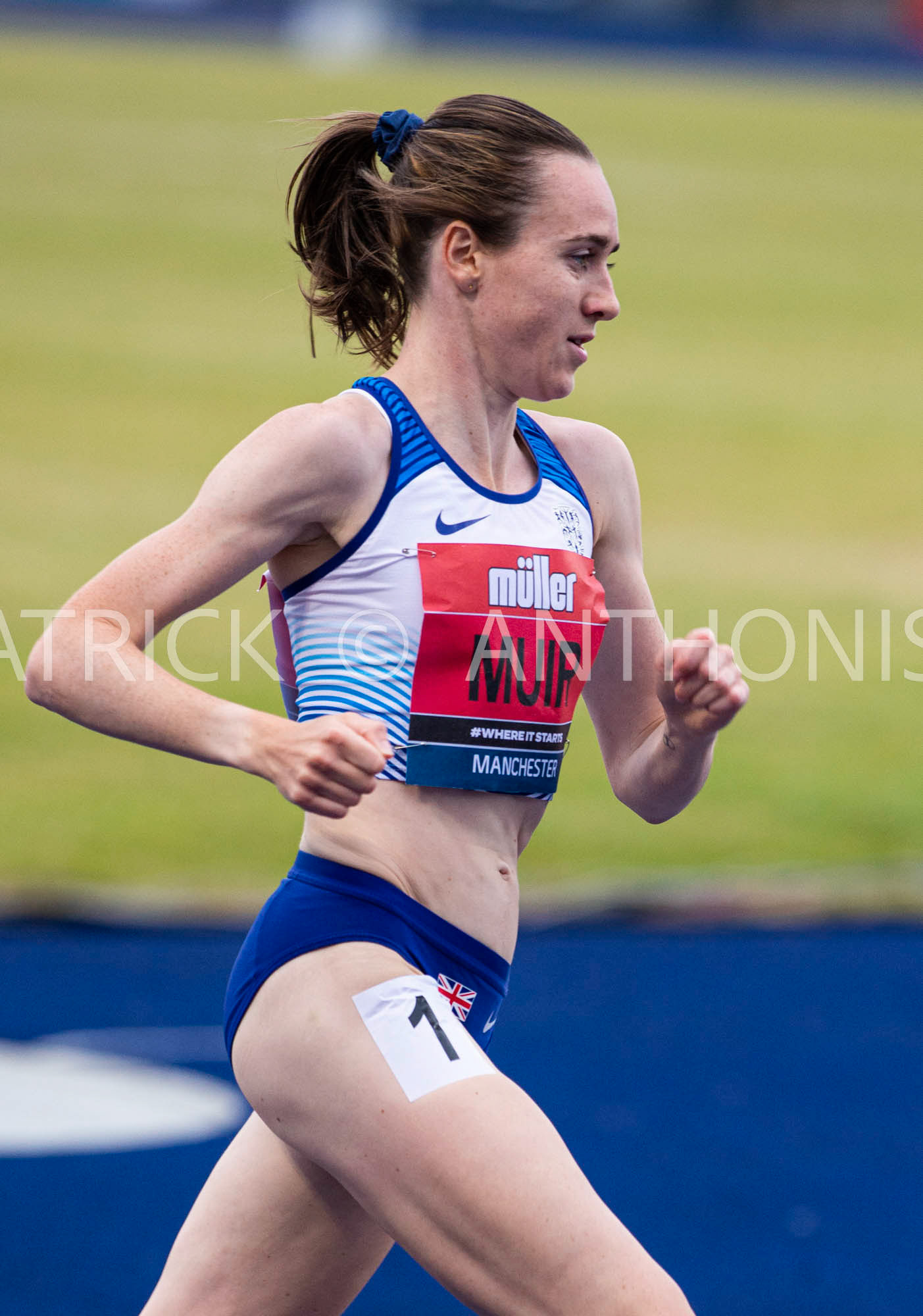 224-6-2022: Laura  MUIR Muller seen in the 1500 M Round ONE of the UK Athletics Championships MANCHESTER REGIONAL ARENA – MANCHESTER