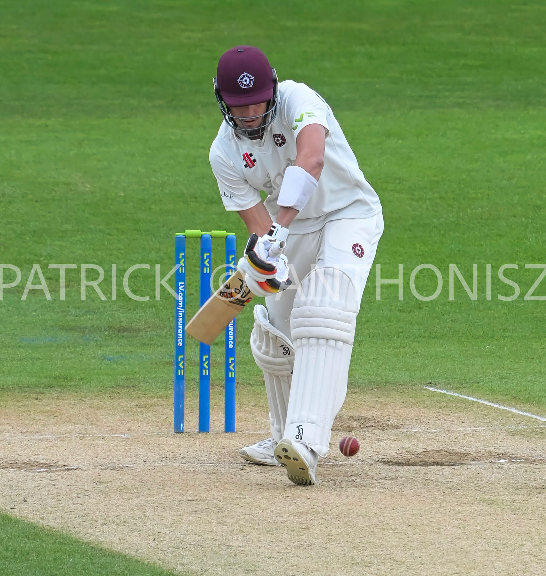 NORTHAMPTON, ENGLAND - April 16 2023 : Chris Tremain of Northampton  in action during the Day 4 of the LV= Insurance County Championship match between Northamptonshire and   Sun  April  16 at The County Ground  in Northampton, England.