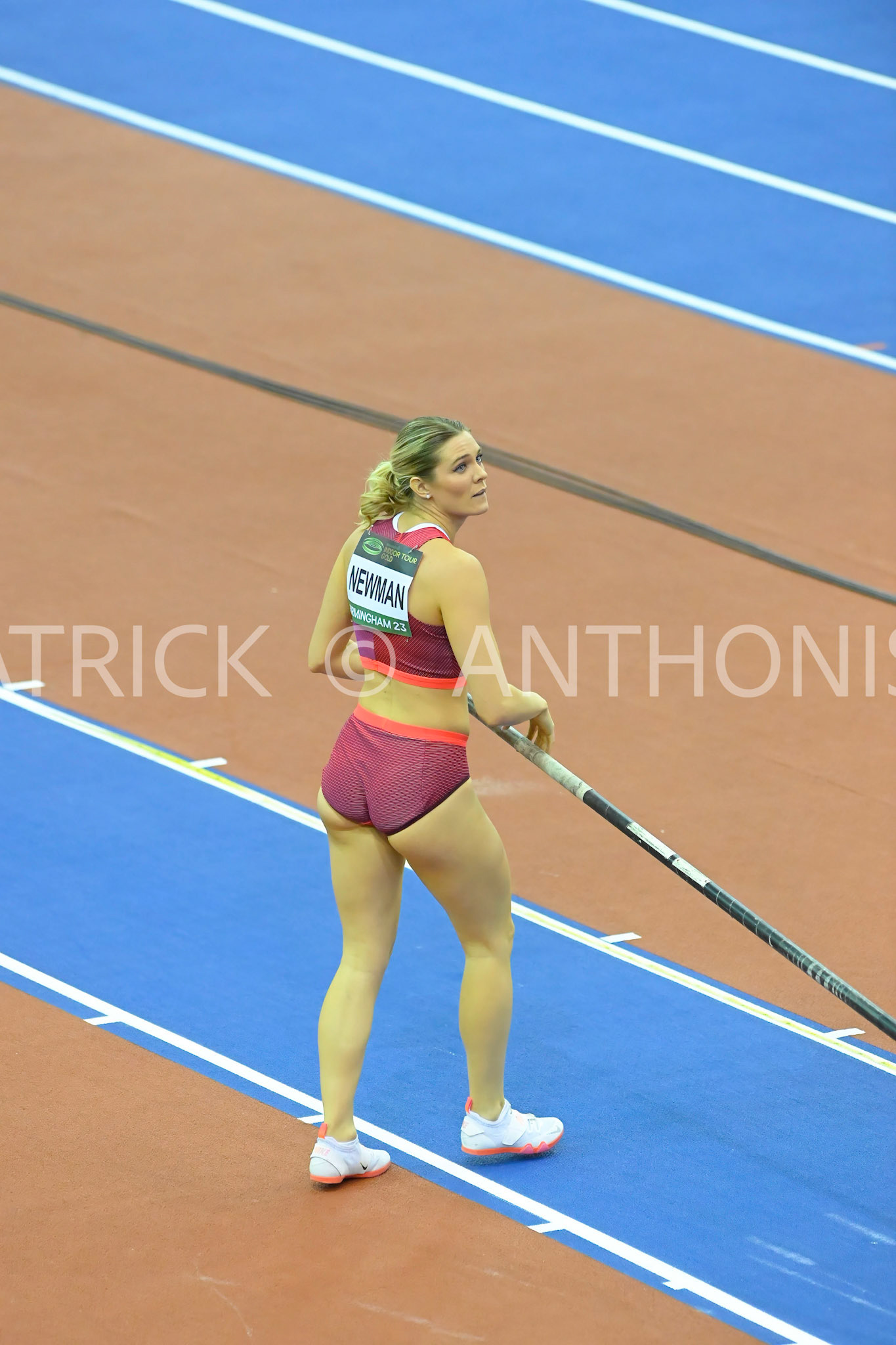 Birmingham, UK, 25 February 2023: NEWMAN Alysha CAN wins the Women's Pole Vault  at  4.78m  Birmingham World Indoor Gold Tour Final  Utilita Arena, Birmingham on the 25 February , England