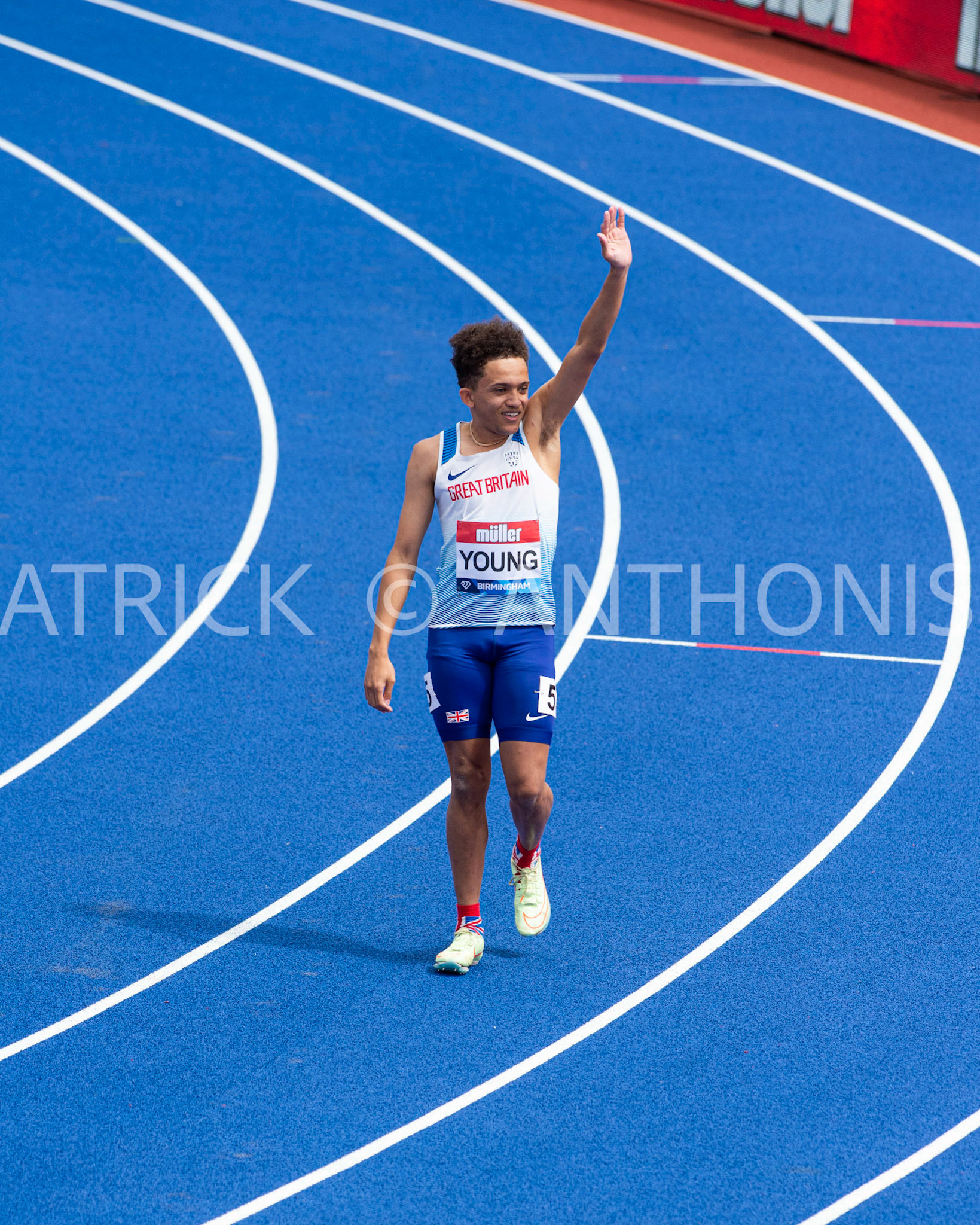 21-MAY-2022    YOUNG Thomas  GBR after winning  the     Men 100m Ambulant Event  in10 .95   at the Muller Birmingham  Diamond League   Alexander Stadium,  Perry Barr, Birmingham