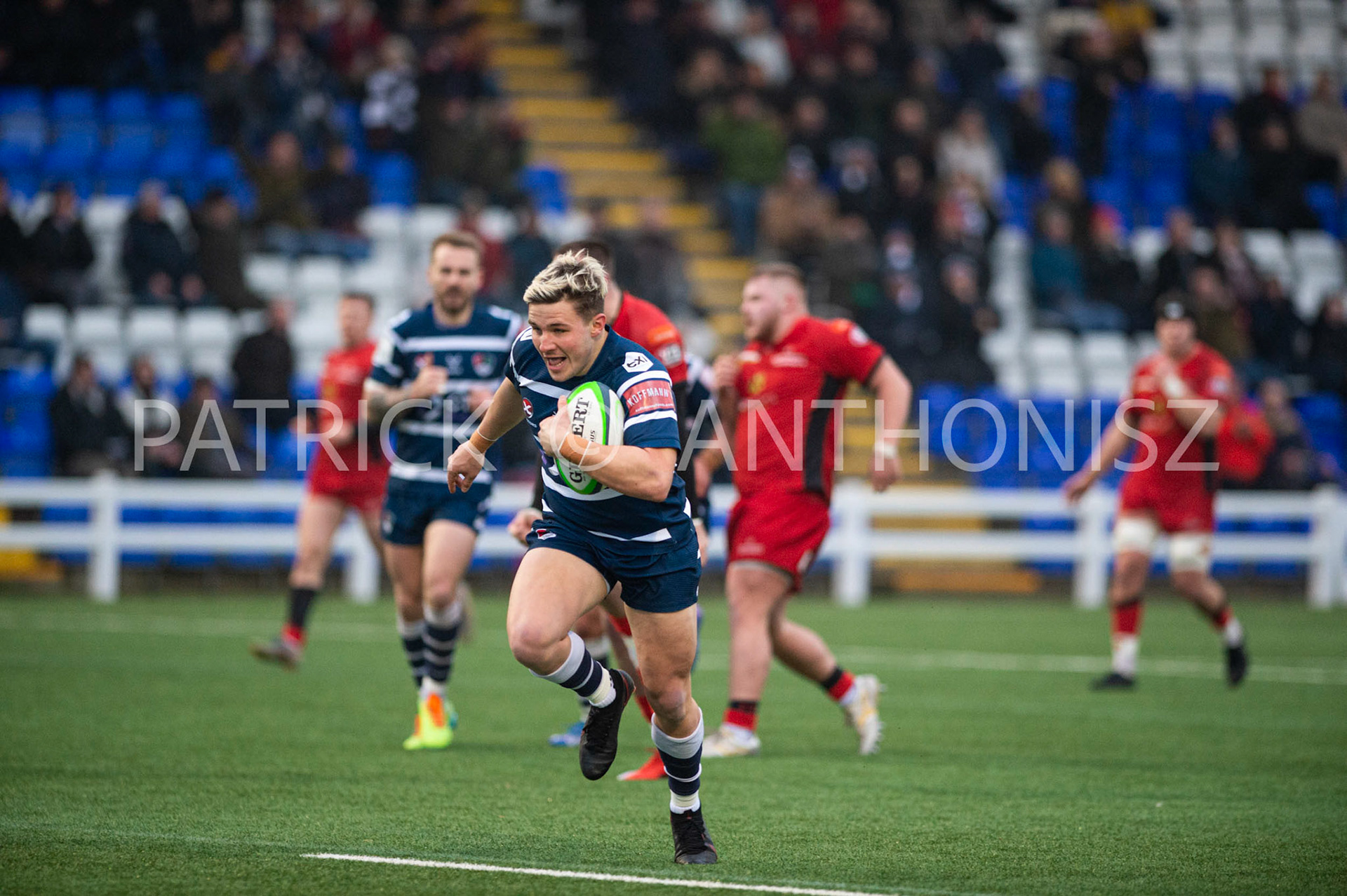 BUTTS PARK ARENA Coventry ,England 15th of January 2022 :  Josh Barton of Coventry is seen in action during the Greene King IPA Championship  match Round 14 between Coventry Rugby Vs Hartpury University  at Butts Park Arena Coventry UK .Final score: Coventry Rugby  34:  33 Hartpury University Rugby .