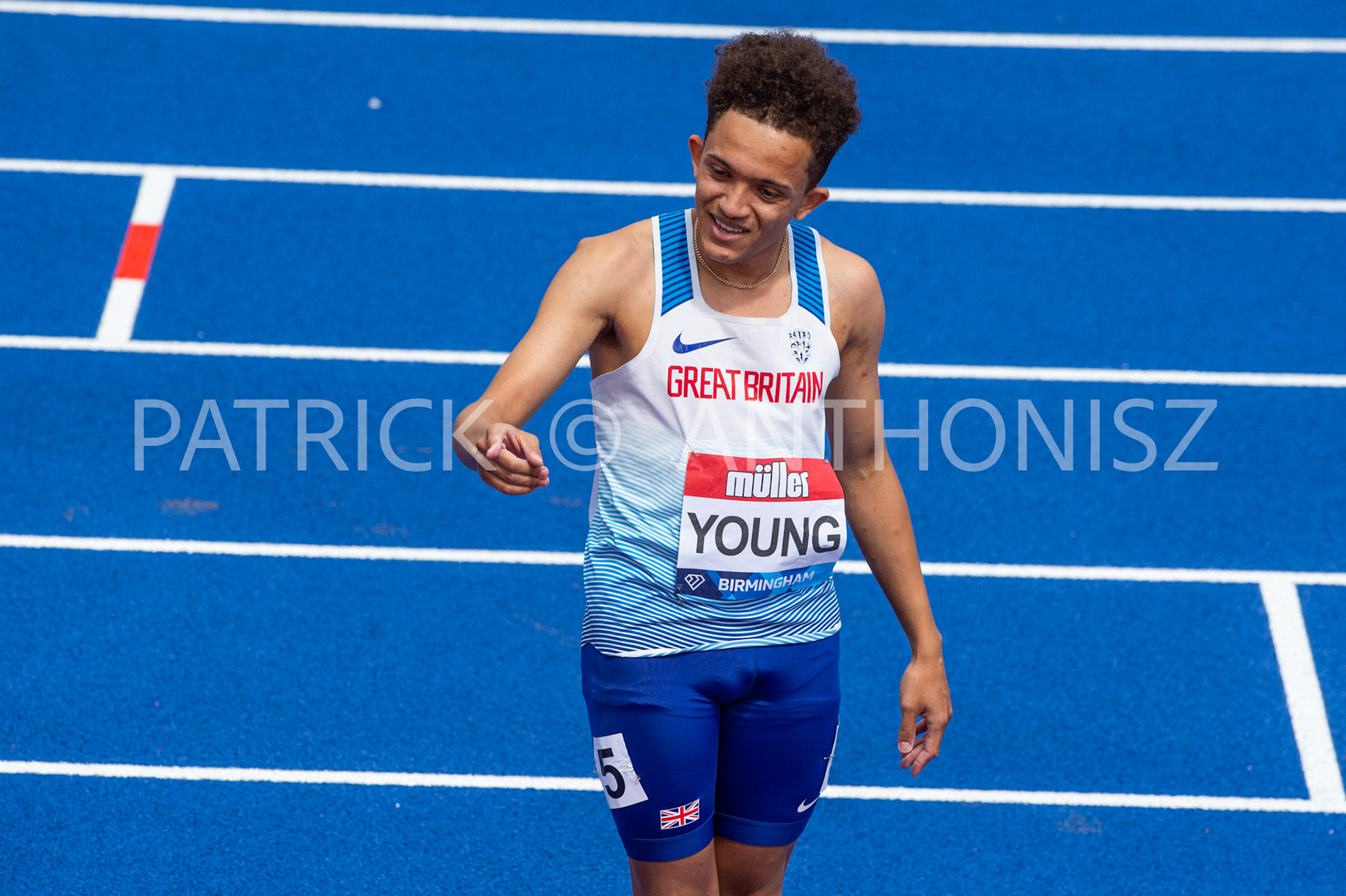 21-MAY-2022    YOUNG Thomas  GBR after winning  the     Men 100m Ambulant Event  in10 .95   at the Muller Birmingham  Diamond League   Alexander Stadium,  Perry Barr, Birmingham