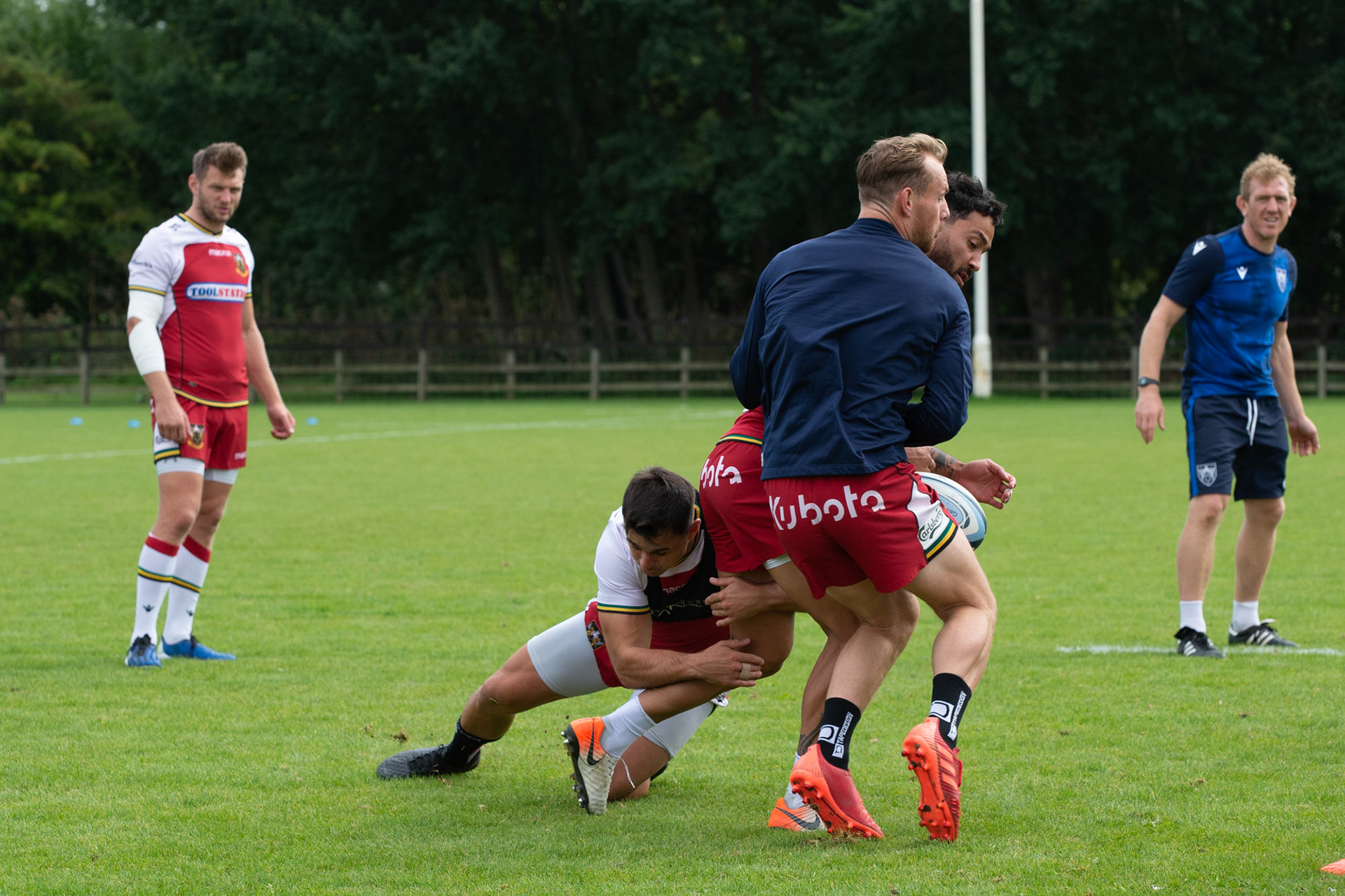 Forwards  in    in training at the Northampton Saints training session at Franklin's Gardens