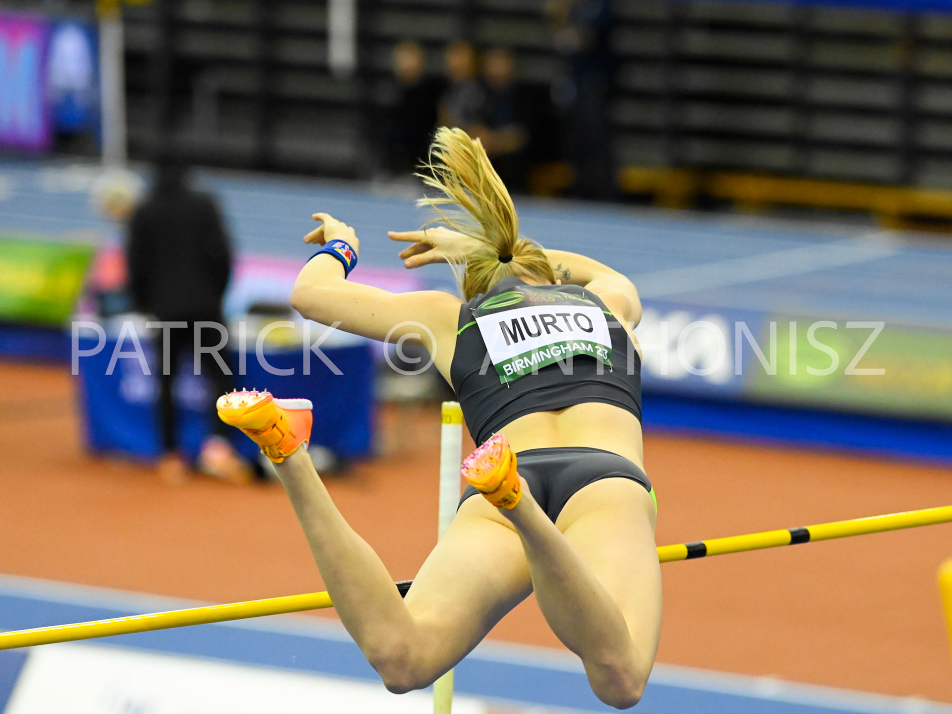 Birmingham, UK, 25 February 2023:MURTO Wilma FIN competes in the  Women's Pole Vault  at 4.51 m Birmingham World Indoor Gold Tour Final  Utilita Arena, Birmingham on the 25 February , England