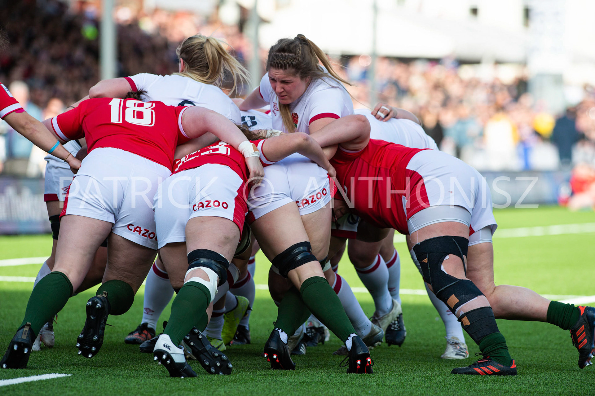 England Vs Wales Six Nations Gloucester 9 April 2022. Poppy Cleall of England  middle back is seen during the TikTok Women's Six Nations Rugby Championship match, England Red Roses Vs Wales  Rugby at the Kingsholm  Stadium Gloucester