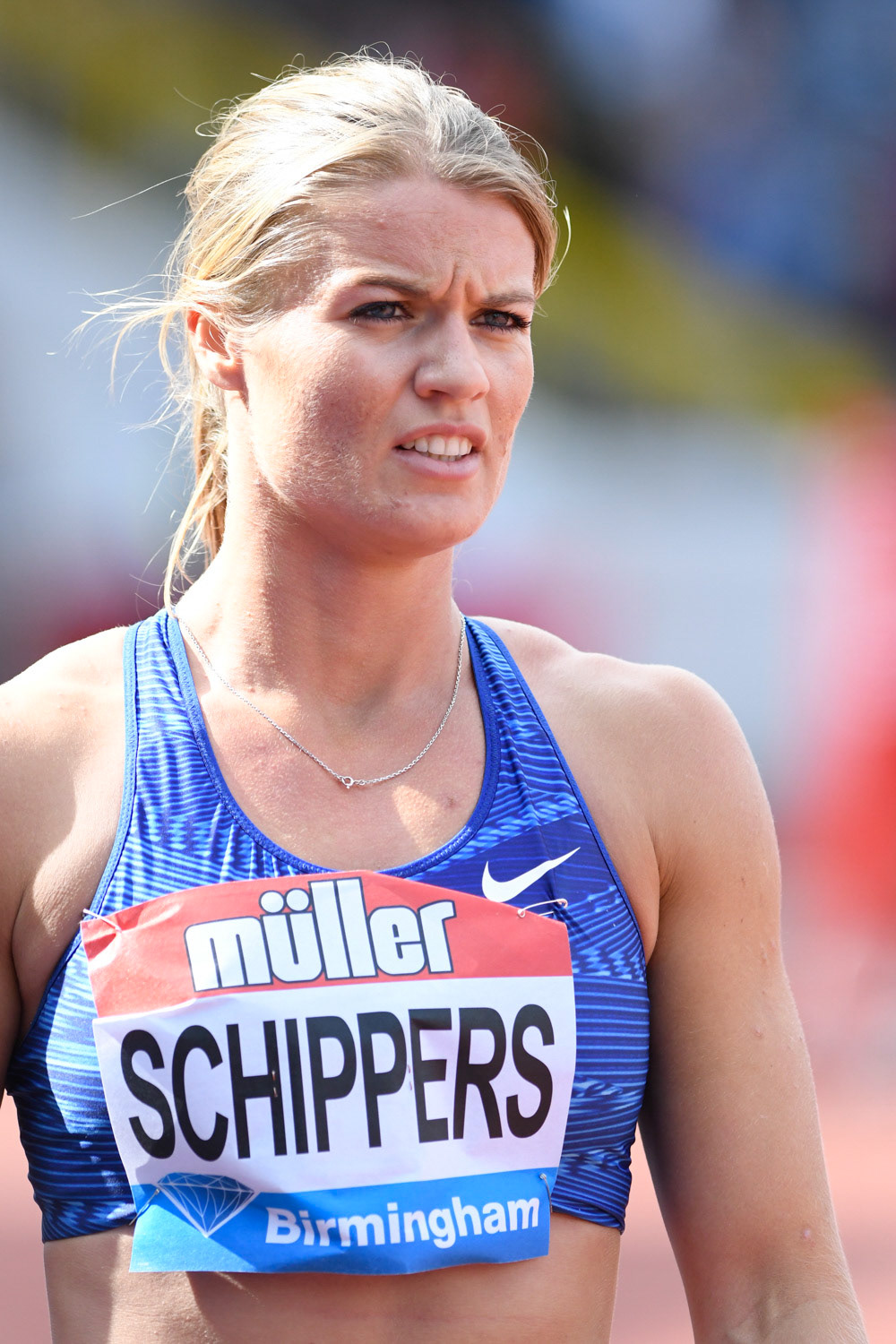 BIRMINGHAM, ENGLAND - AUGUST 18: Dafne Schippers (NED) After  the 200m event at  the Muller Birmingham Grand Prix & IAAF Diamond League event at Alexander Stadium on August 18, 2019 in Birmingham, England