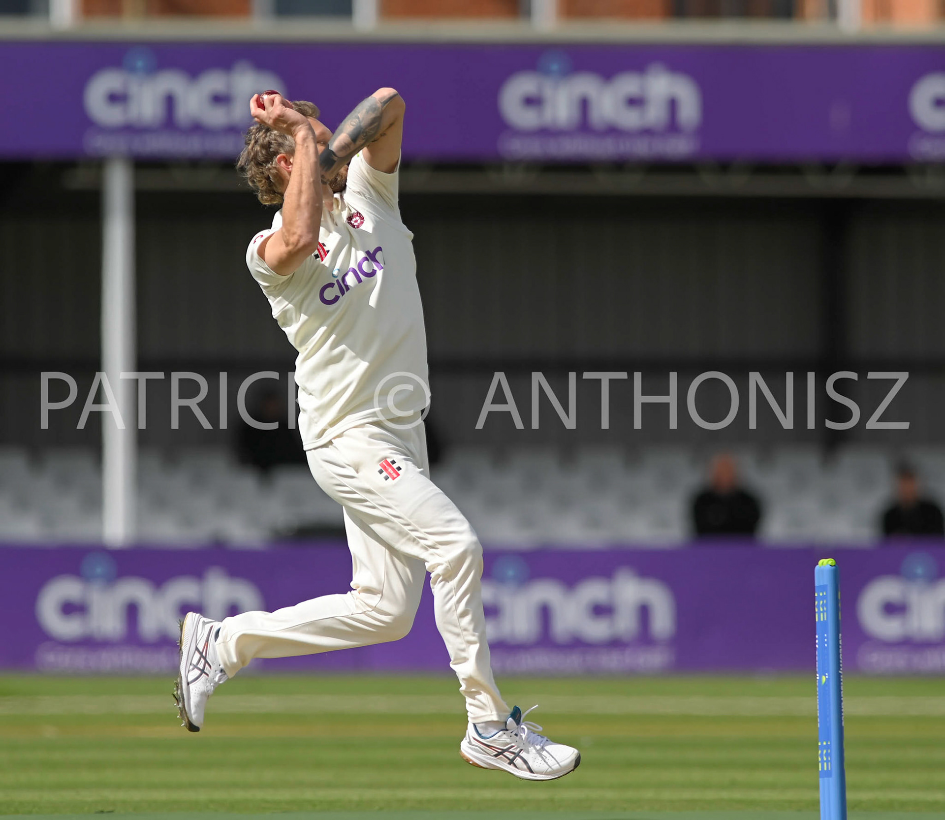 NORTHAMPTON, ENGLAND - April 13: Gareth Berg of Northampton  in action Day One of the LV= Insurance County Championship match between Northamptonshire and  Middlesex Thu 13 April  at The County Ground  in Northampton, England.