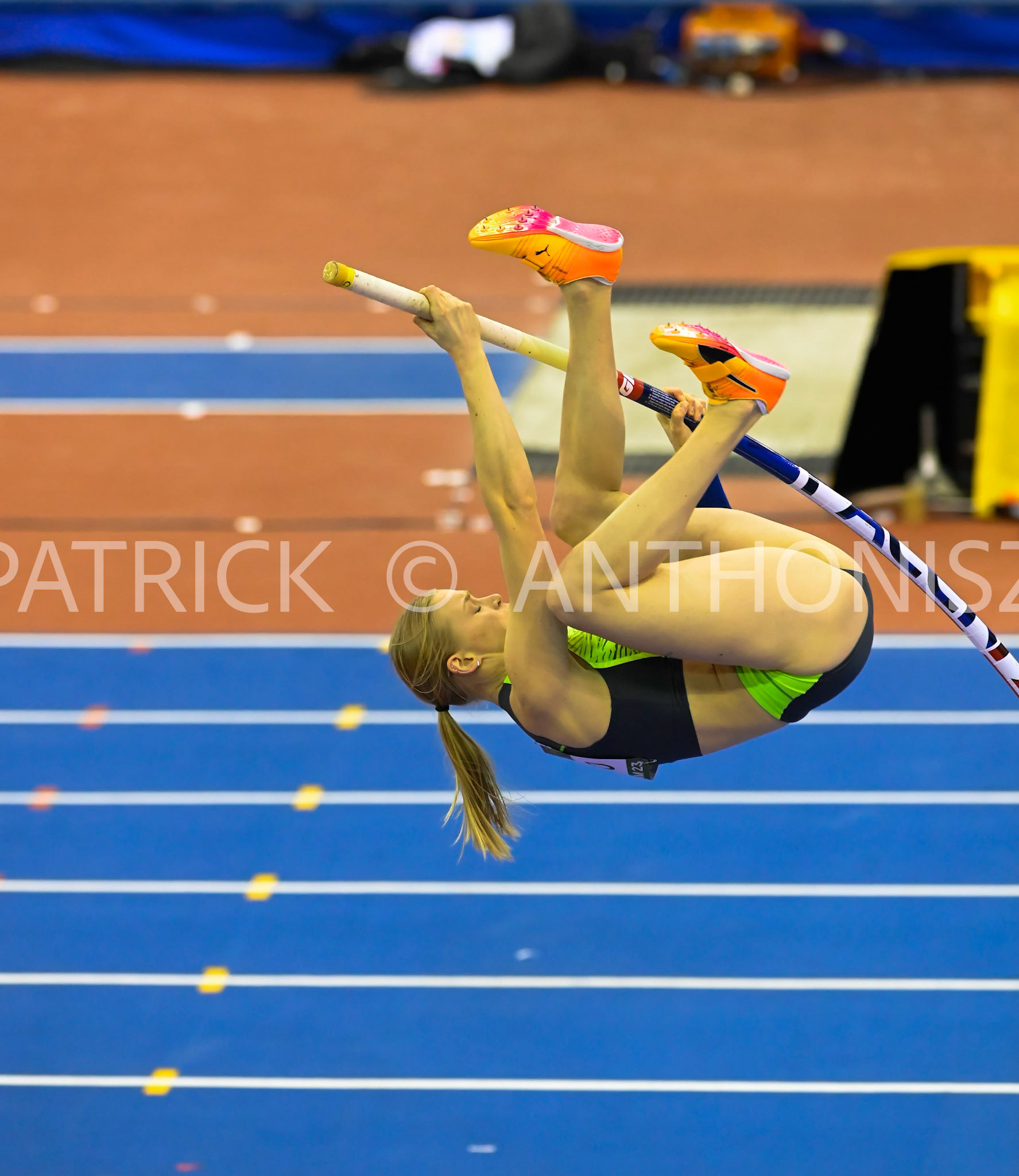 Birmingham, UK, 25 February 2023:MURTO Wilma FIN competes in the  Women's Pole Vault  at 4.51 m Birmingham World Indoor Gold Tour Final  Utilita Arena, Birmingham on the 25 February , England
