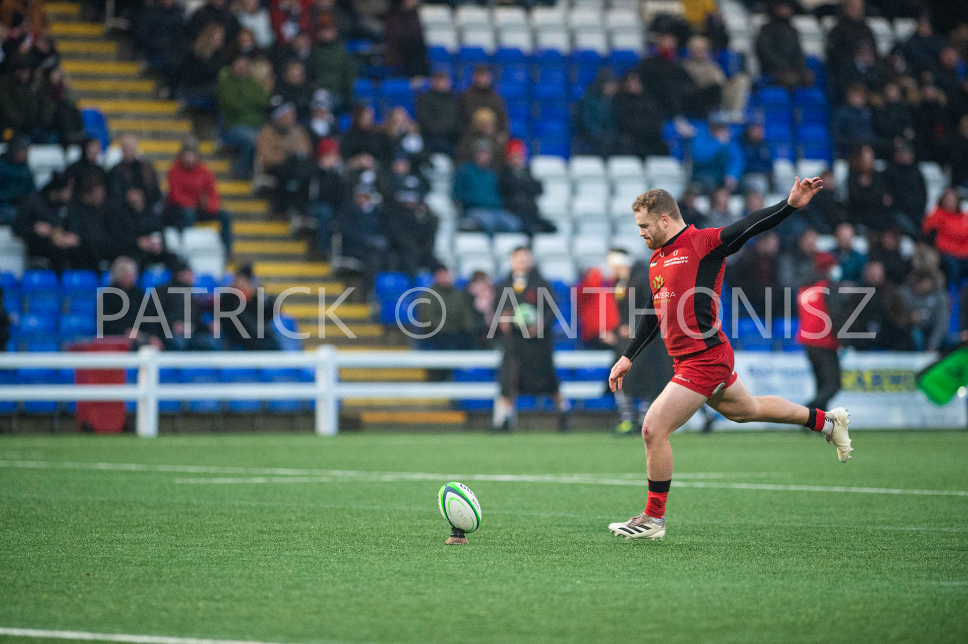BUTTS PARK ARENA Coventry ,England 15th of January 2022 :  Greene King IPA Championship  match Round 14 between Coventry Rugby Vs Hartpury University  at Butts Park Arena Coventry UK .Final score: Coventry Rugby  34:  33 Hartpury University Rugby .