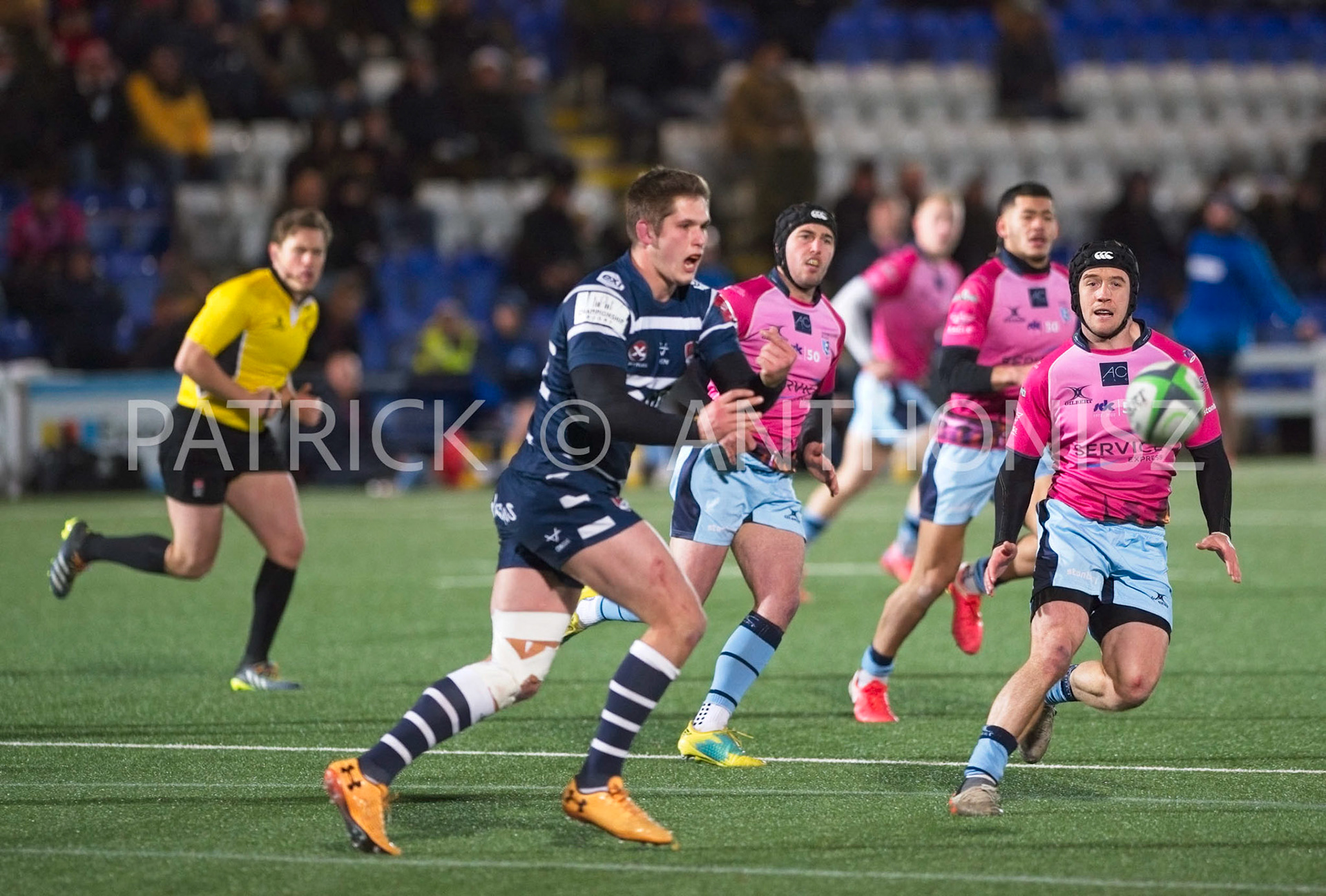 BUTTS PARK ARENA Coventry ,England 4th of December  2021 :  Greene King IPA Championship  match between Coventry Rugby Vs  Bedford Blues Rugby at Butts Park Arena Coventry UK .Final score: Coventry Rugby   :   Bedford Blues Rugby .