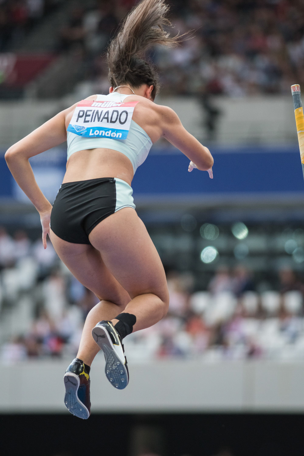 LONDON, ENGLAND - JULY 20: Robeilys Peinado of Venuzula  inaction at  the Women's Pole Vault  Day One of the Muller Anniversary Games IAAF Diamond League at the London Stadium on July 20, 2019 in London, England