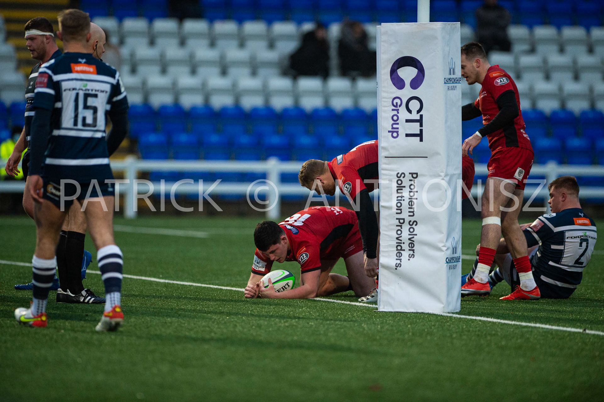 BUTTS PARK ARENA Coventry ,England 15th of January 2022 :  Greene King IPA Championship  match Round 14 between Coventry Rugby Vs Hartpury University  at Butts Park Arena Coventry UK .Final score: Coventry Rugby  34:  33 Hartpury University Rugby .