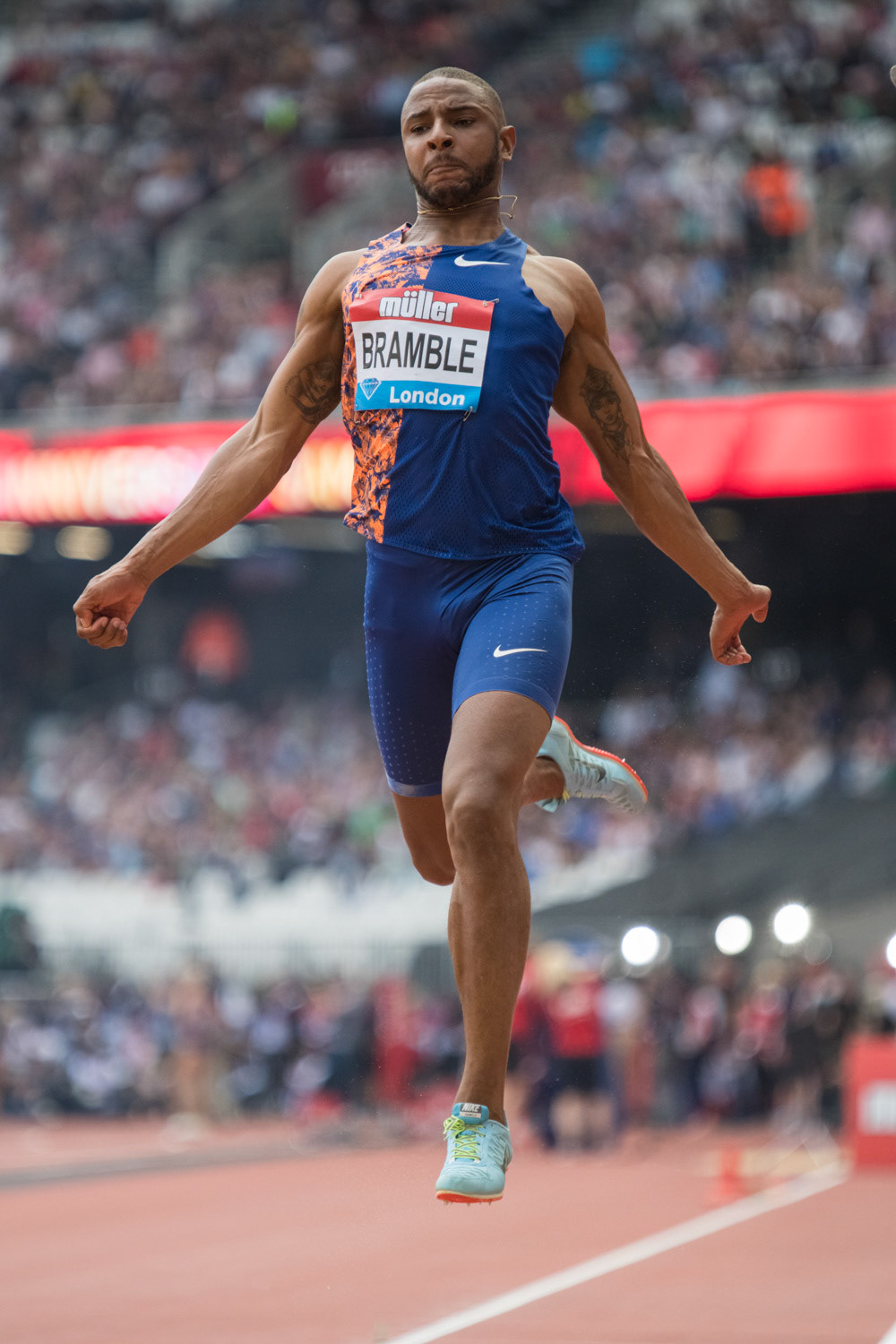 LONDON, ENGLAND - JULY 20: Dan Bramble of Great Britain  in the Long Jump  Day One in the Muller Anniversary Games IAAF Diamond League at  the London Stadium on July 20, 2019 in London, England