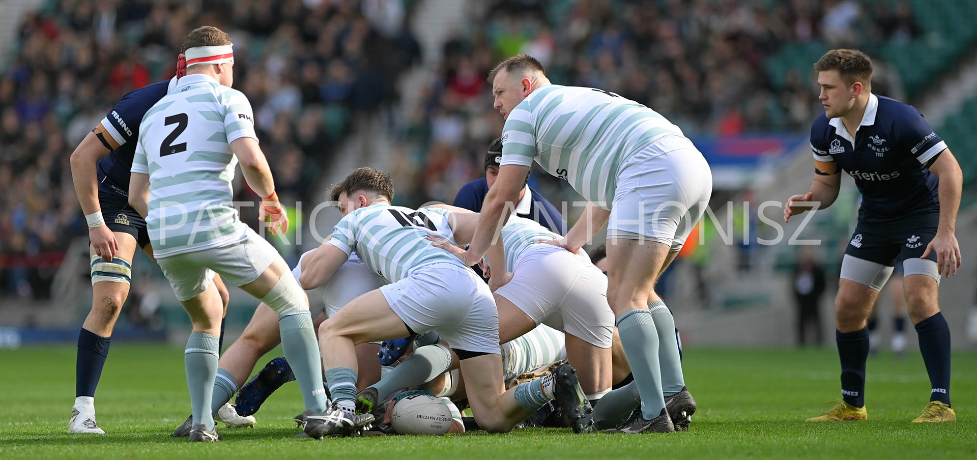 LONDON, ENGLAND March 25: Oxford University and Cambridge University in action during the  Oxford University vs Cambridge University Men's Varsity match at Twickenham Stadium on Saturday March 25-2023 in London, England.