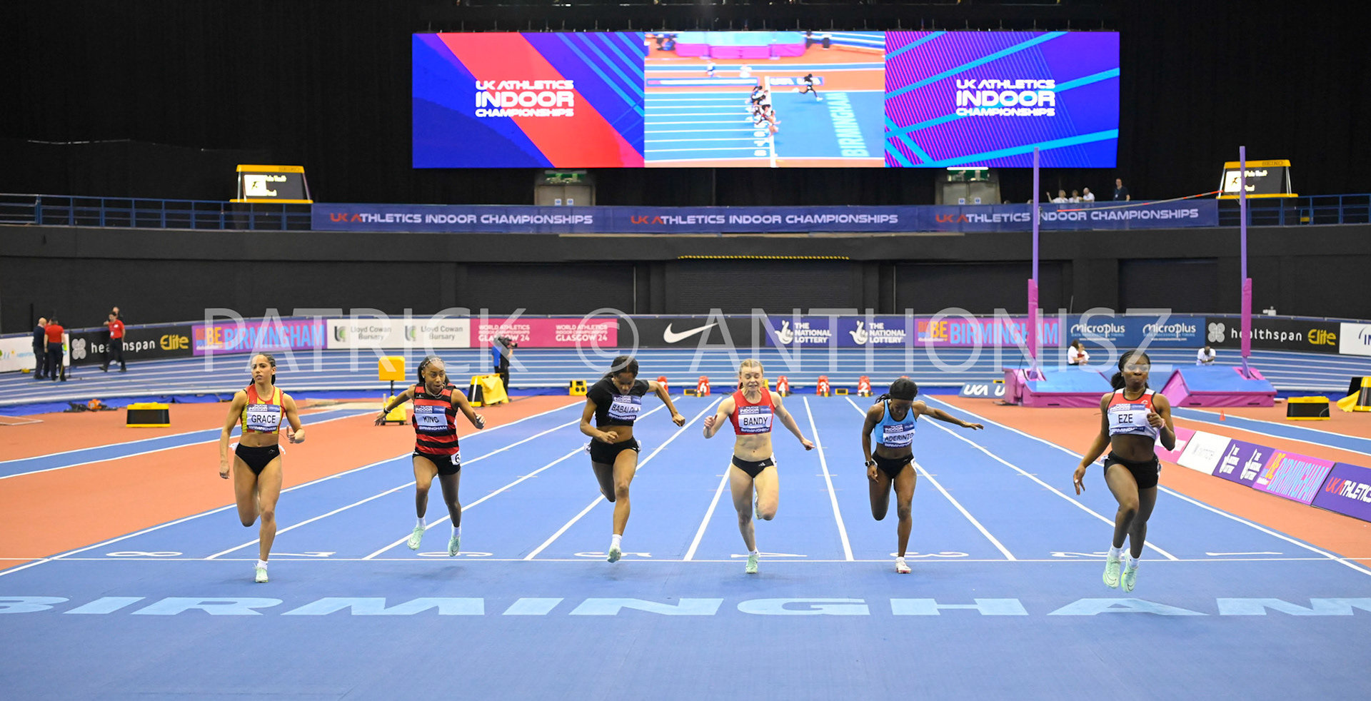 BIRMINGHAM, ENGLAND - FEBRUARY 18: Action during day 1 Heats UK Athletics Indoor Championships at the Utilita Arena, Birmingham , England