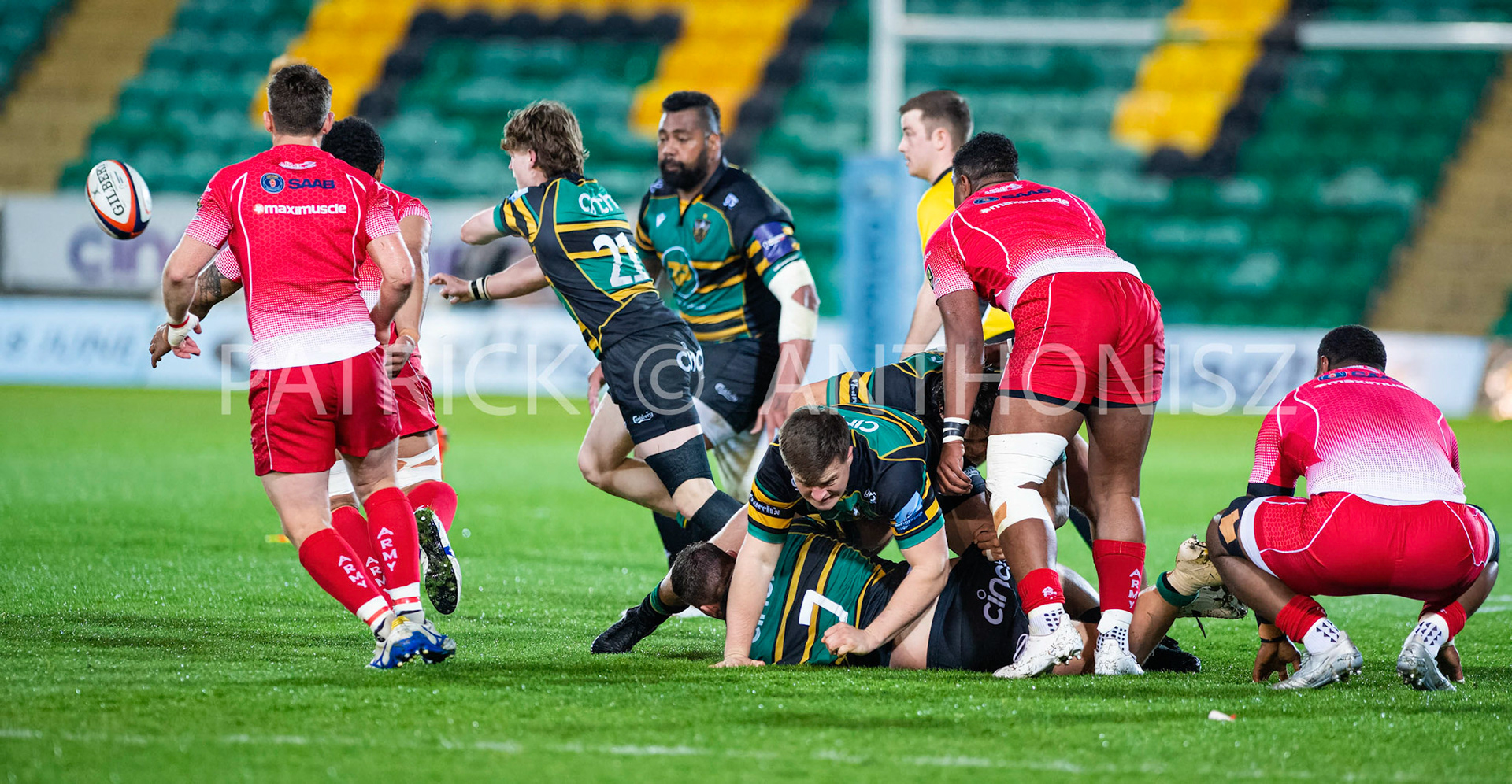 Northampton Saints Vs The British Army Northampton -13-April-2022.  Northampton Saints Vs The British Army at cinch Stadium Franklin's Gardens .