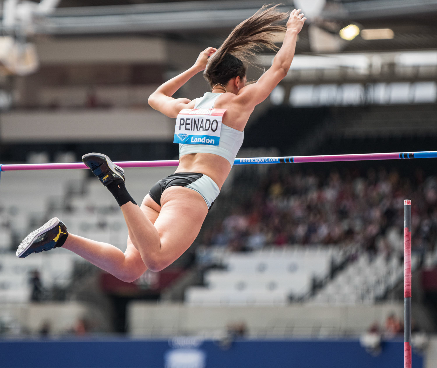 LONDON, ENGLAND - JULY 20: Robeilys Peinado of Venuzula  inaction at  the Women's Pole Vault  Day One of the Muller Anniversary Games IAAF Diamond League at the London Stadium on July 20, 2019 in London, England