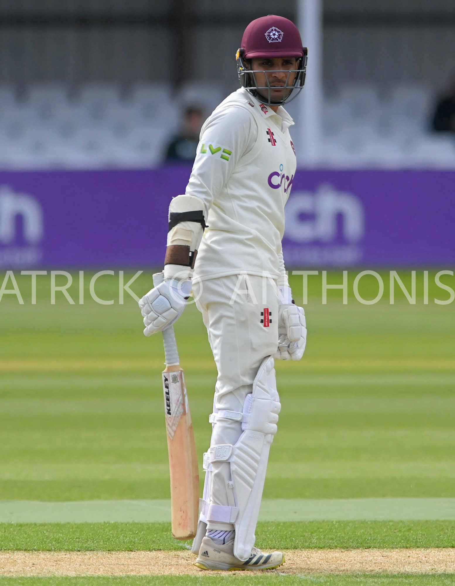 NORTHAMPTON, ENGLAND - April 13: Hassan Azad on Northampton  during Day One of the LV= Insurance County Championship match between Northamptonshire and  Middlesex Thu 13 April  at The County Ground  in Northampton, England.