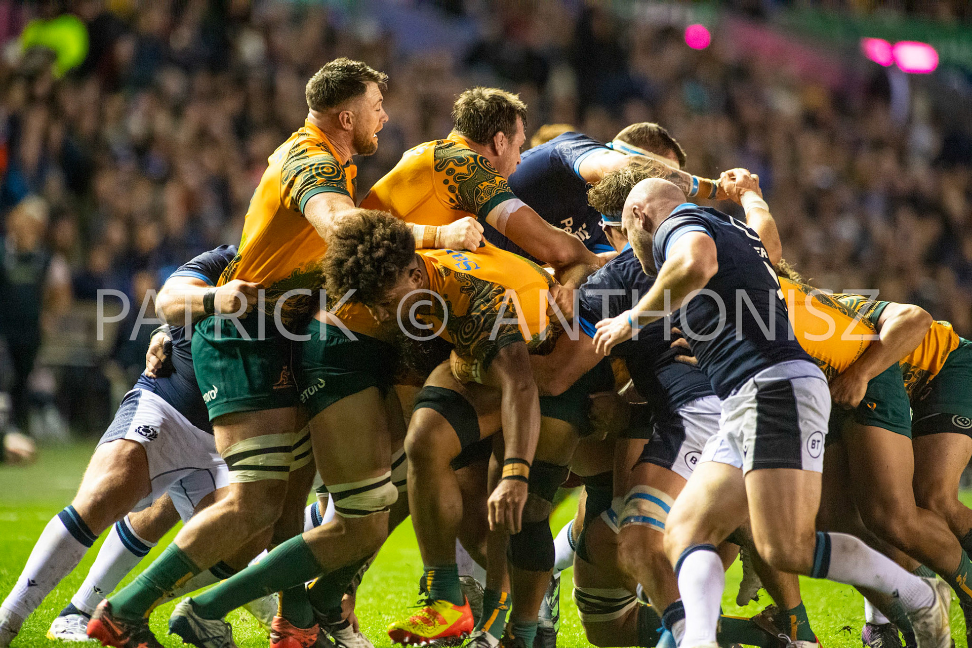 Scotland  October 29th : Match action during the Rugby Union Autumn Internationals match between Australia Vs Scotland at BT Murrayfield Stadium Scotland 29th October 2022 Australia 16: Scotland  15
