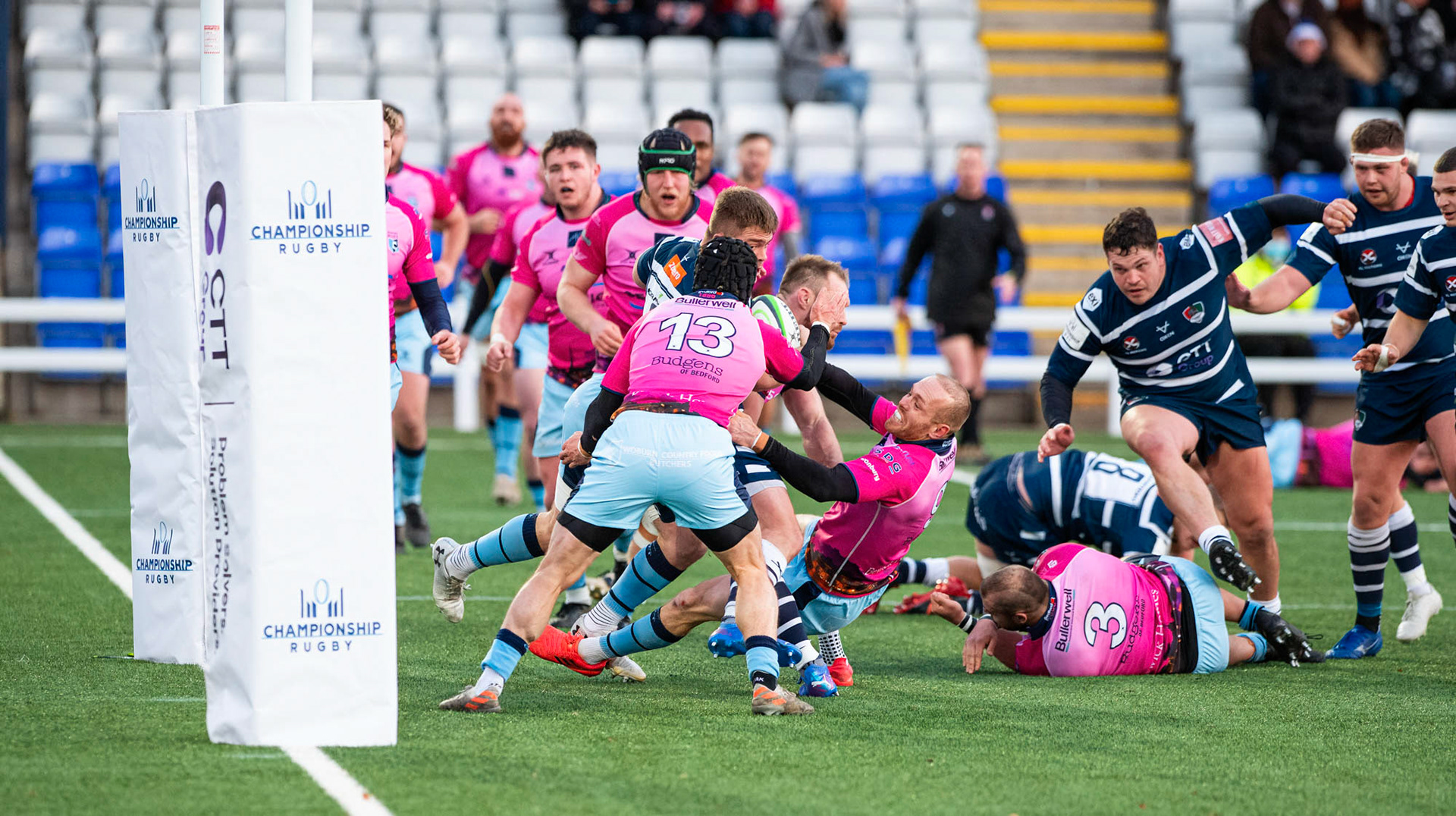 BUTTS PARK ARENA Coventry ,England 4th of December  2021 :  Greene King IPA Championship  match between Coventry Rugby Vs  Bedford Blues Rugby at Butts Park Arena Coventry UK .Final score: Coventry Rugby   :   Bedford Blues Rugby .