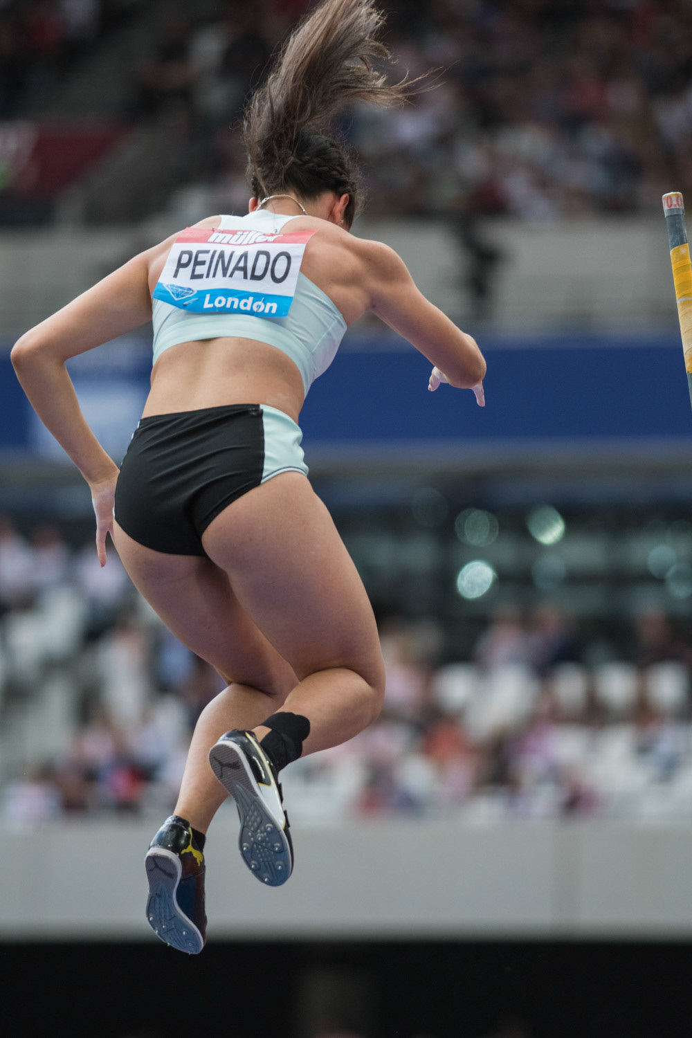 LONDON, ENGLAND - JULY 20: Robeilys Peinado of Venuzula  inaction at  the Women's Pole Vault  Day One of the Muller Anniversary Games IAAF Diamond League at the London Stadium on July 20, 2019 in London, England