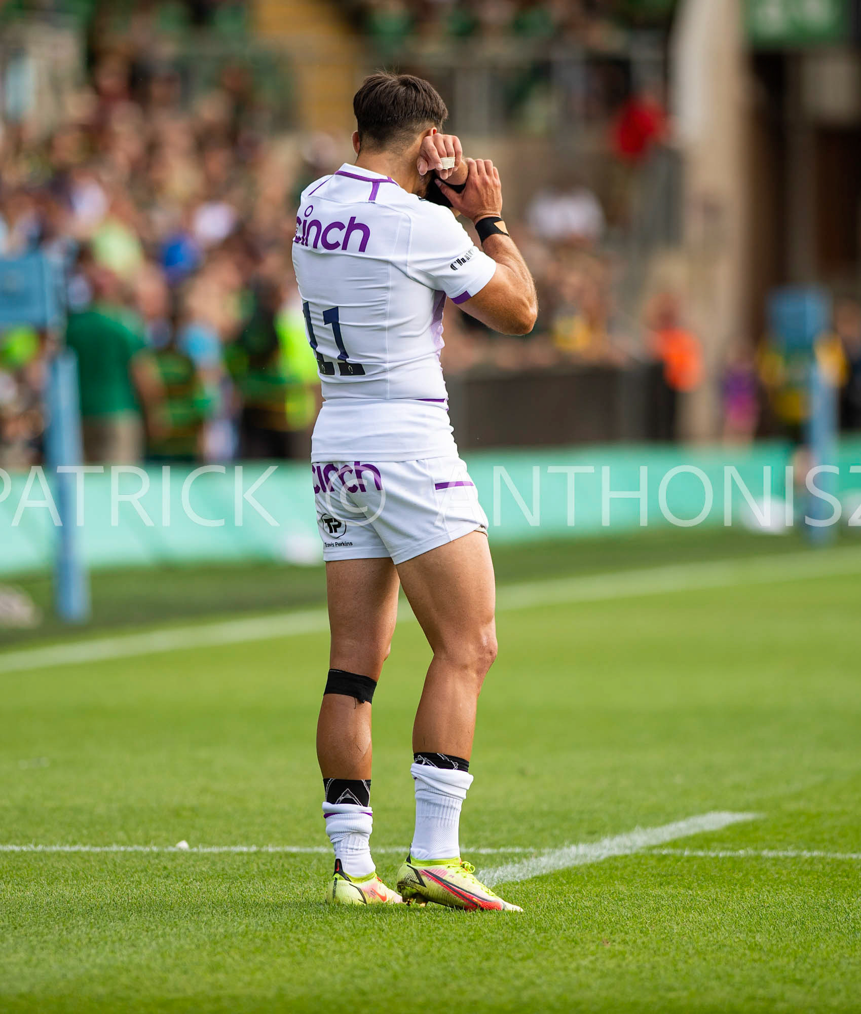 NORTHAMPTON, ENGLAND - August 27 : 2022  Tom Collins during the match between Northampton Saints and Bedford Blues   at Franklin's Gardens on August 27  2022 in Northampton, England.