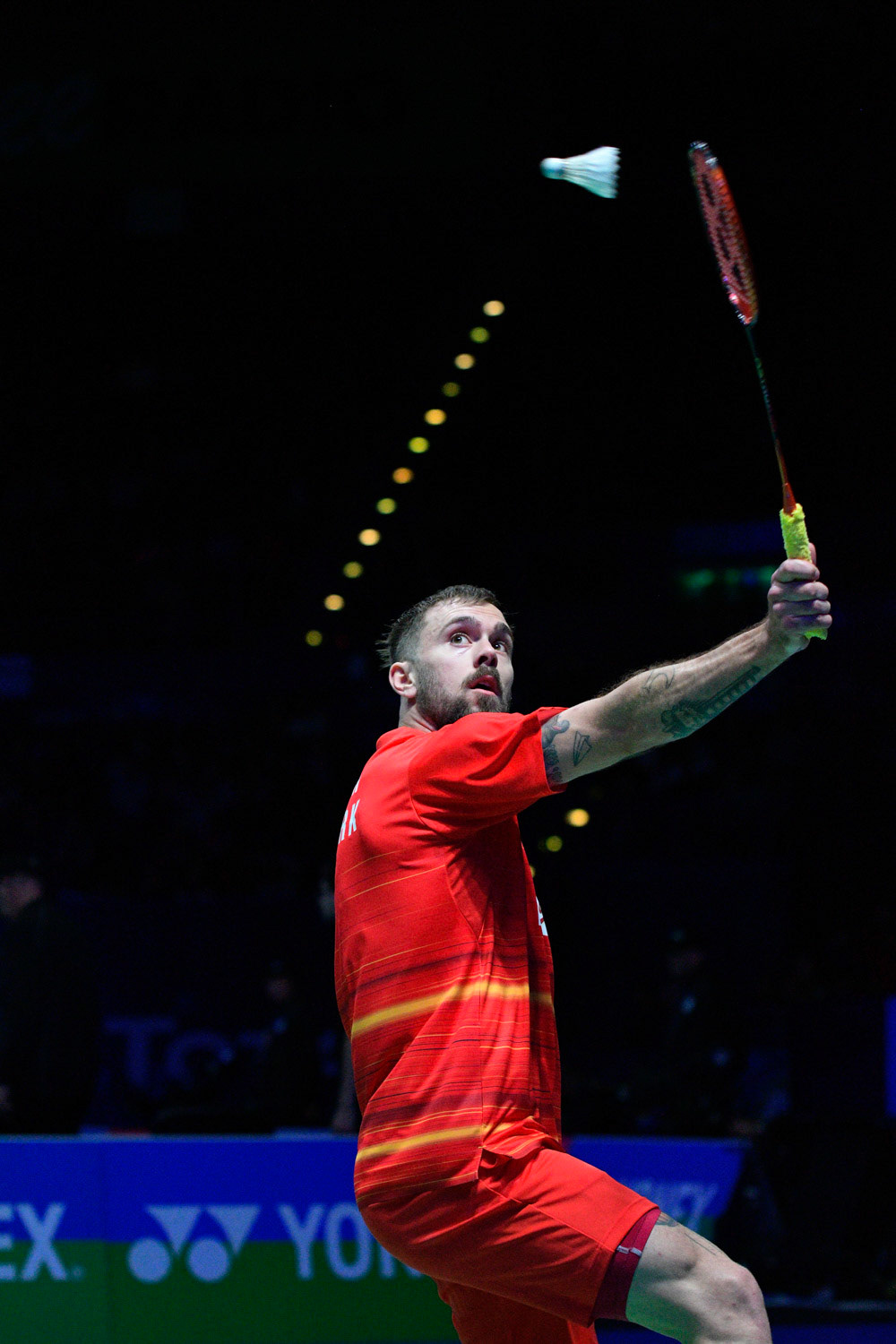 All England Open Badminton Championships :DAY 3
BIRMINGHAM, ENGLAND - MARCH 8 : MEN’Singles  , Jan JORGENSEN     of   DENMARK    in action   at  the Yonex All England Open Badminton Championships at Arena Birmingham on March 8, 2019  Birmingham, England