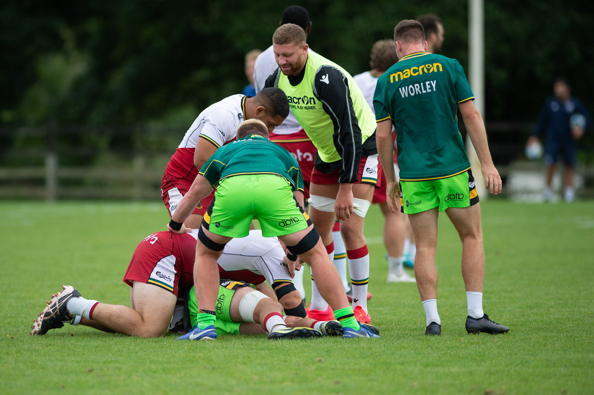 Forwards  in training at the Northampton Saints training session at Franklin's Gardens