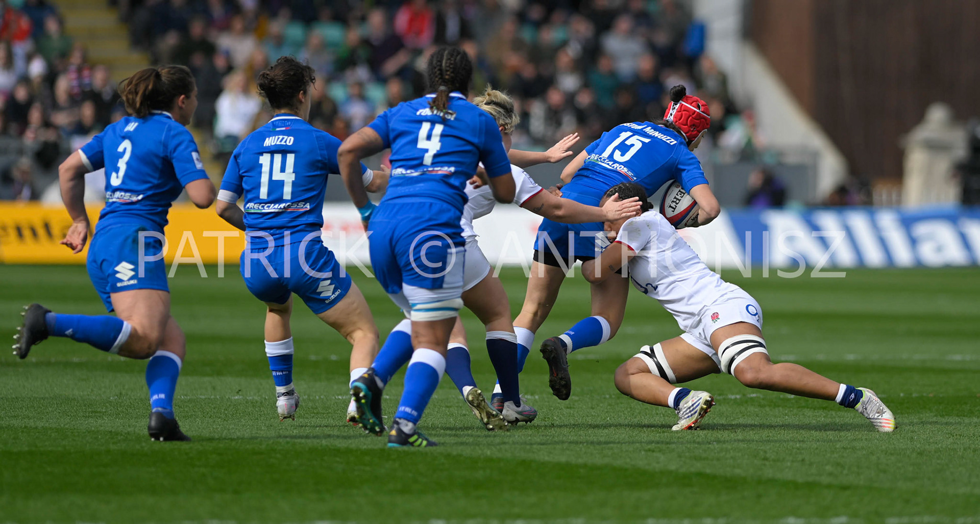 NORTHAMPTON, ENGLAND : England no 6 Sadia Kabeya in action during the  TikTok Women’s Six Nations  England Vs Italy at Franklin's Gardens on Sunday  April 2 , 2023 in Northampton, England.