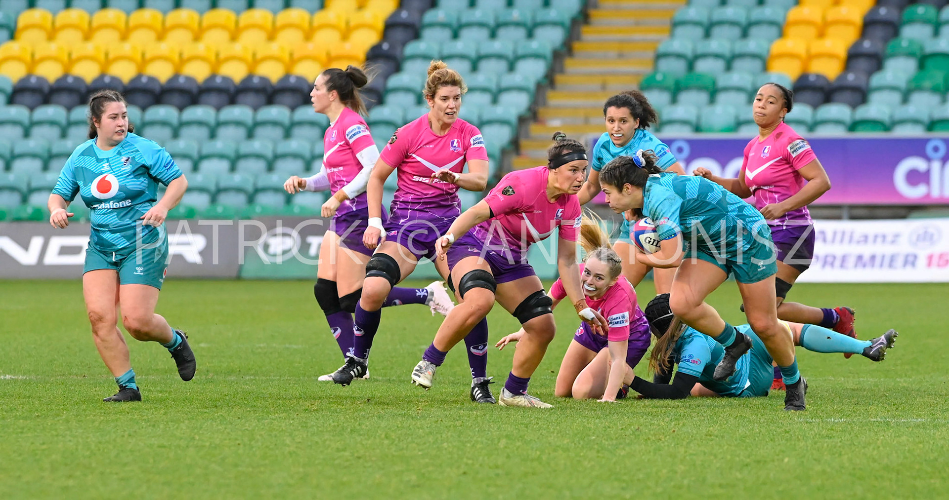 NORTHAMPTON, ENGLAND : Match action  during Women's Allianz Premiership 15's match between Loughborough Lightning and  Wasps at Franklin's Gardens on  Sunday January  8 2023 in Northampton, England