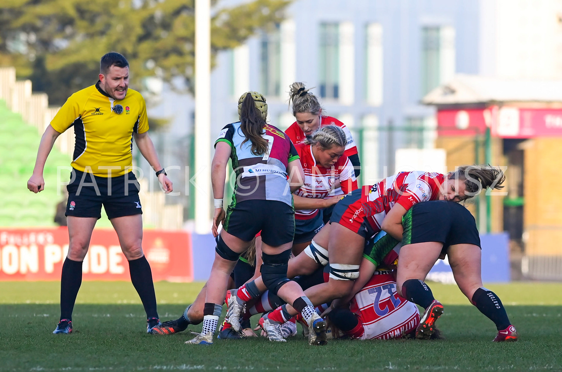 Twickenham Stoop, ENGLAND :Match action   during the Women's Allianz Premiership 15's match between Harlequins Vs Gloucester -  Hartpury  , Twickenham Stoop Stadium England 22-1-2023
