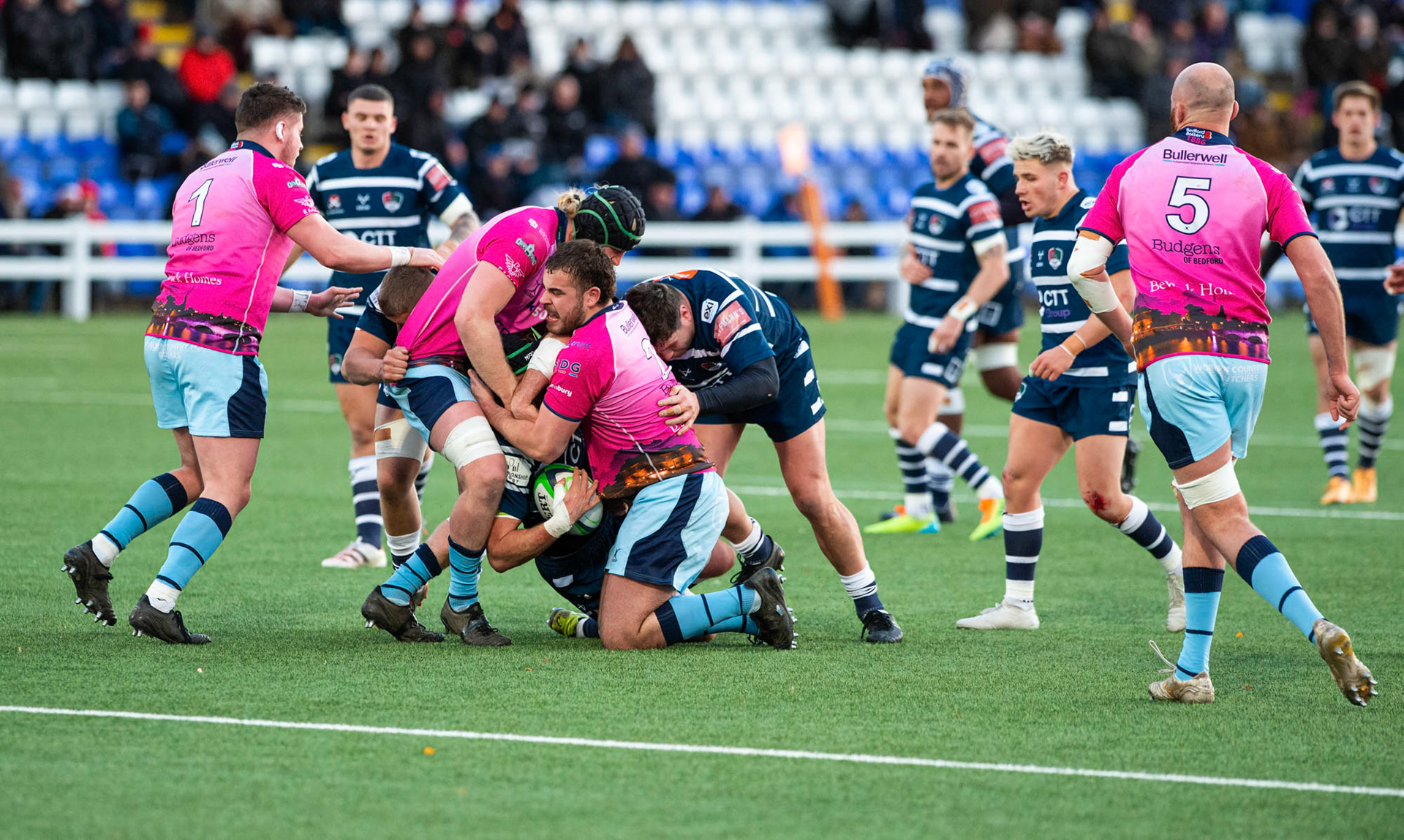BUTTS PARK ARENA Coventry ,England 4th of December  2021 :  Greene King IPA Championship  match between Coventry Rugby Vs  Bedford Blues Rugby at Butts Park Arena Coventry UK .Final score: Coventry Rugby   :   Bedford Blues Rugby .