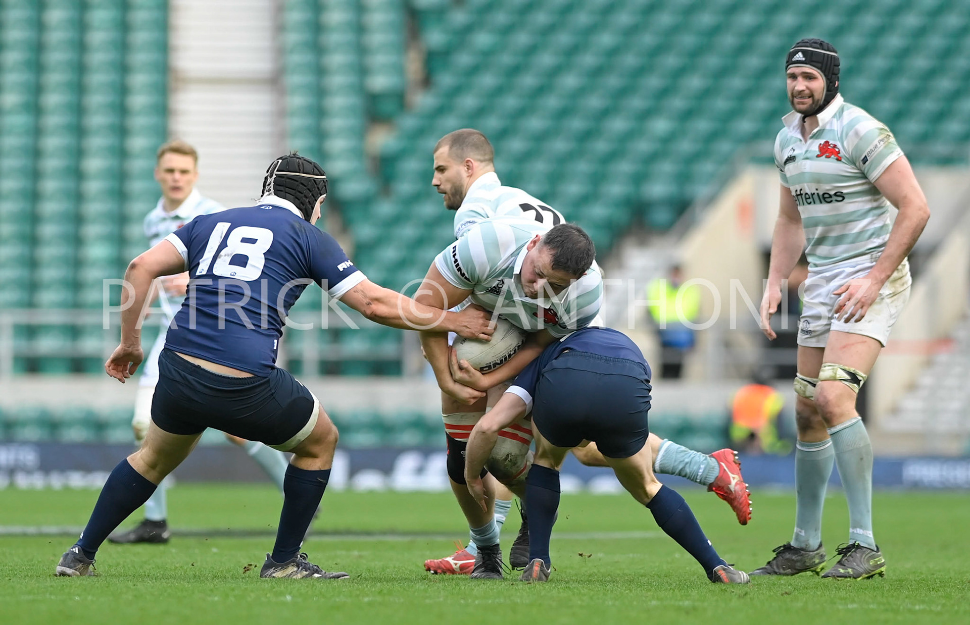 LONDON, ENGLAND March 25:Danny Collins (Fitzwilliam) of Cambridge University in action during the match between  Oxford University vs Cambridge University Men's Varsity match at Twickenham Stadium on Saturday March 25-2023 in London, England.