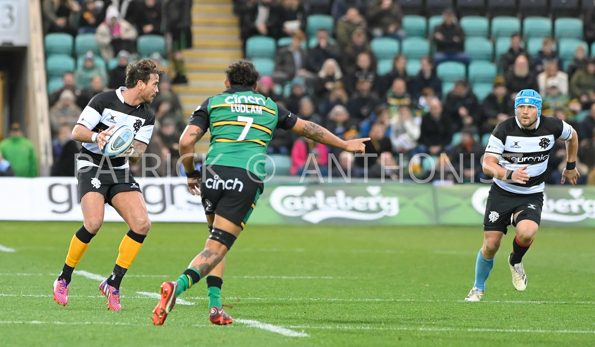 NORTHAMPTON, ENGLAND- Nov -26 - 2022 :  during the match between Northampton Saints and The Barbarians F C at Franklin's Gardens on November 26, 2022 in Northampton, England