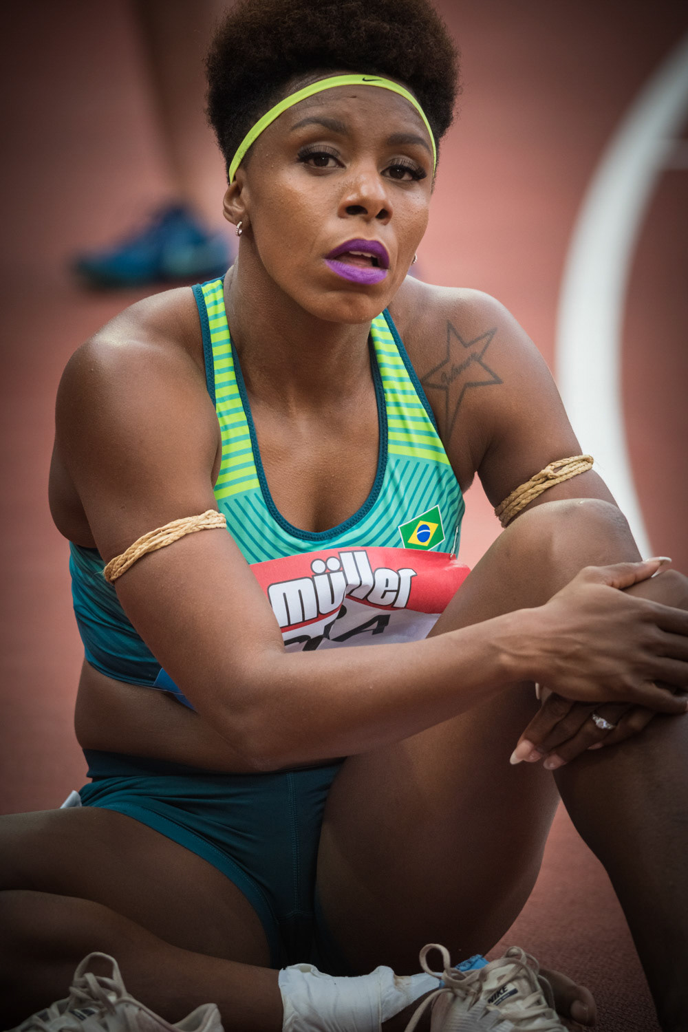 Rosangeia Santos (BRA) competes in 4x100m Relay - Women during Day One of the IAAF Diamond League Muller Anniversary Games  London Stadium on July 20, 2019 in London, England