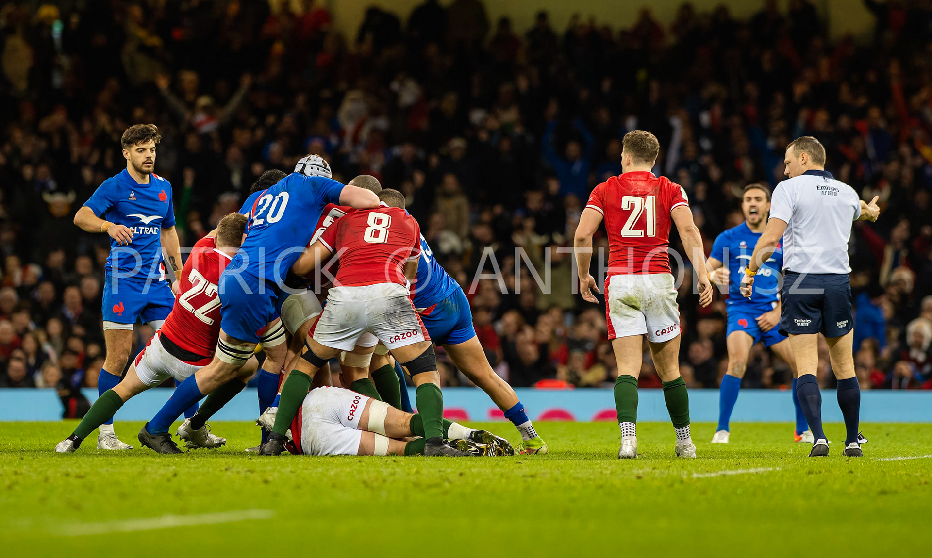 Wales v France  Guinness Six NationsCARDIFF, WALES 2022- March 11:  Wales and France at Principality Stadium on March 11/2022  in Cardiff, Wales.