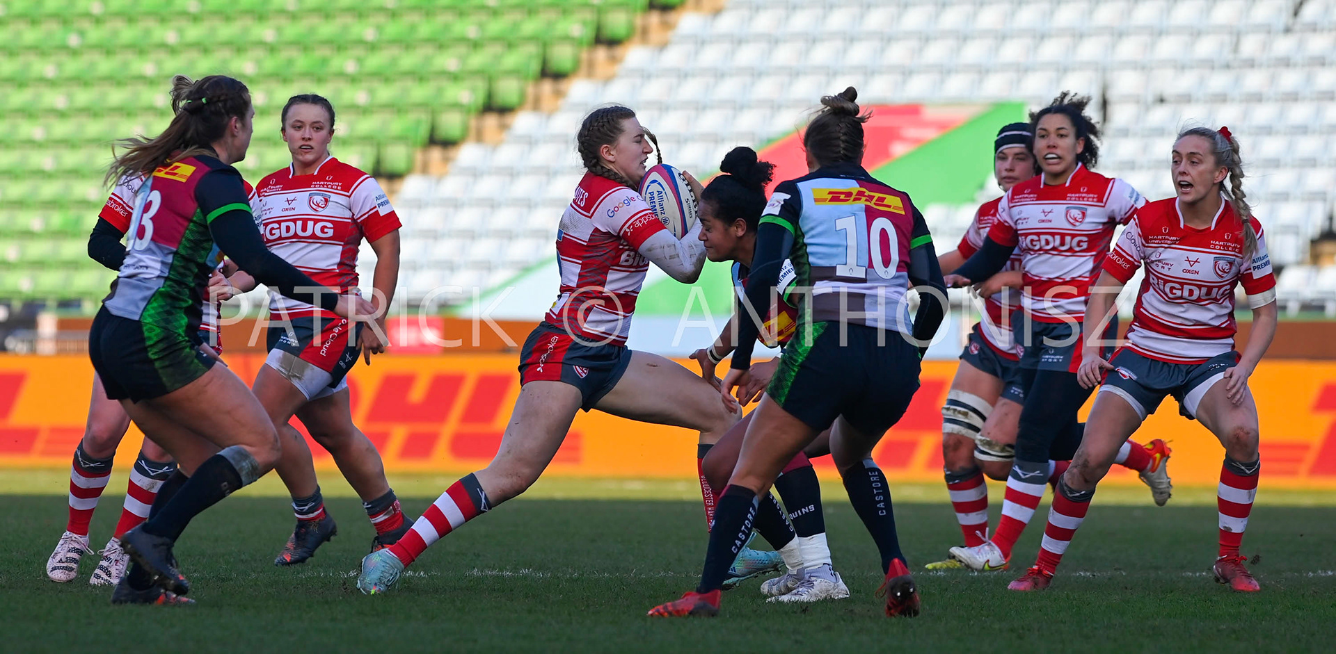 Twickenham Stoop, ENGLAND : EMMA SIMG of  Gloucester in action during the Women's Allianz Premiership 15's match between Harlequins Vs Gloucester -  Hartpury  , Twickenham Stoop Stadium England 22-1-2023