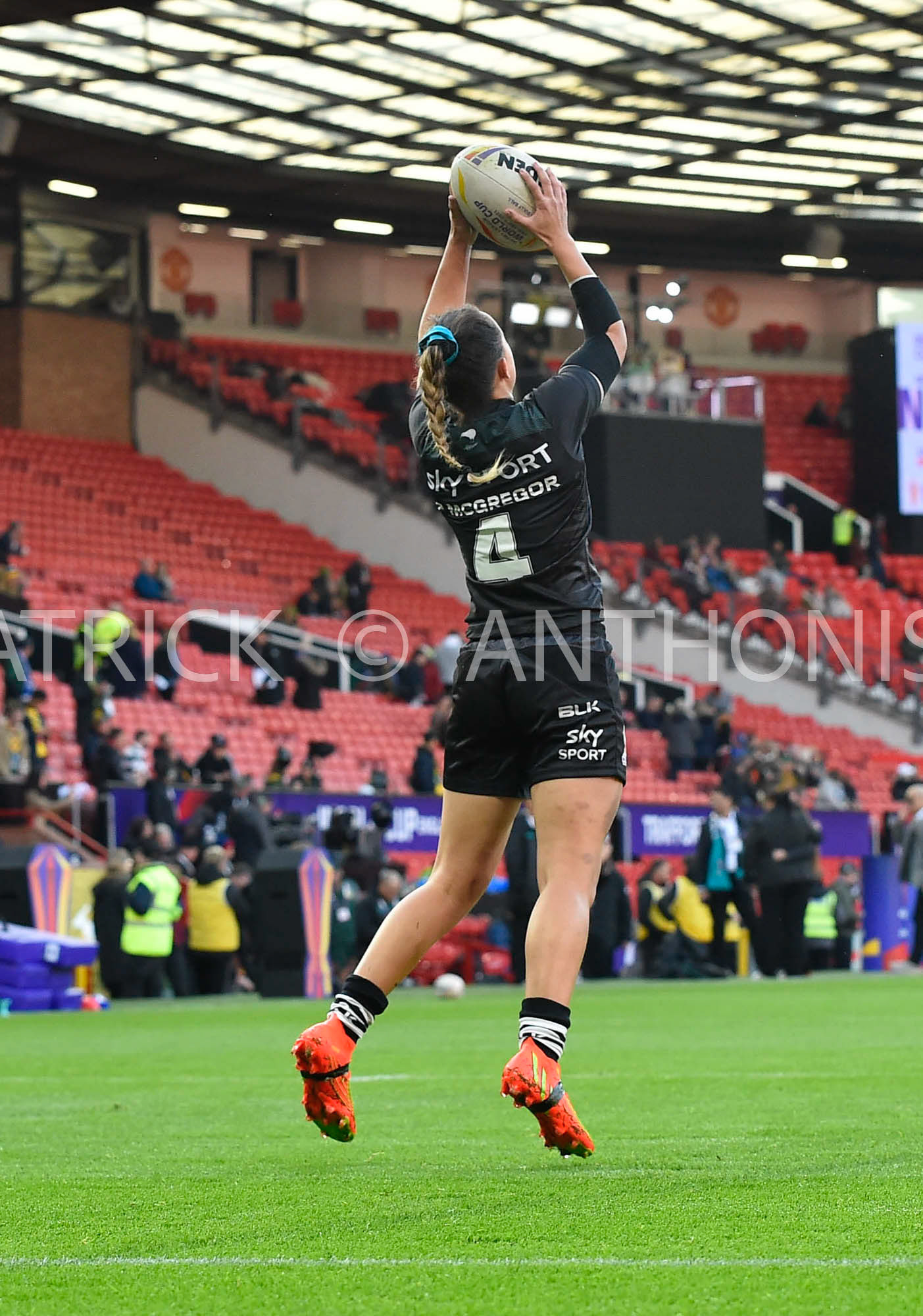 Manchester   ENGLAND - NOVEMBER 19. Page McGregor of New Zealand seen warming up during  the Rugby league World Cup Womens Final  between Australia and New Zealand  at the Old Trafford   on November 19 - 2022 in Manchester England.