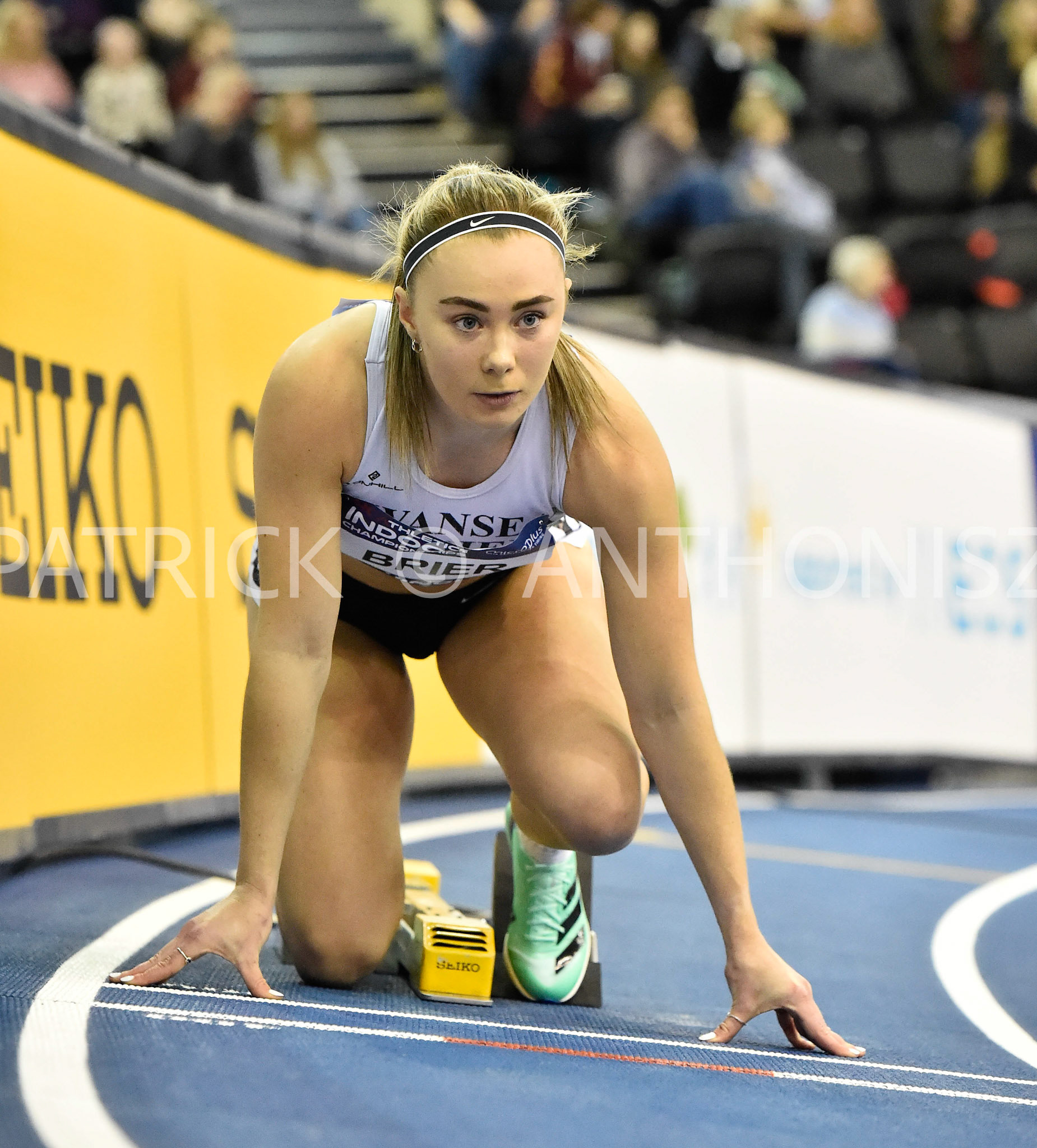 BIRMINGHAM, ENGLAND - FEBRUARY 19: Hannah Brier during day 2 of the UK Athletics Indoor Championships at the Utilita Arena, Birmingham , England