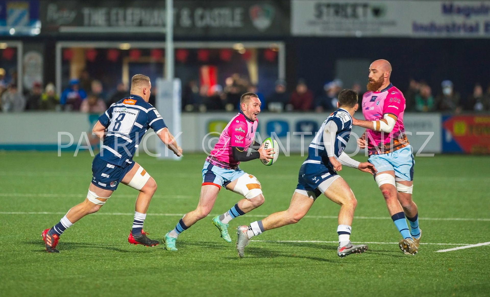 BUTTS PARK ARENA Coventry ,England 4th of December  2021 :  Greene King IPA Championship  match between Coventry Rugby Vs  Bedford Blues Rugby at Butts Park Arena Coventry UK .Final score: Coventry Rugby   :   Bedford Blues Rugby .