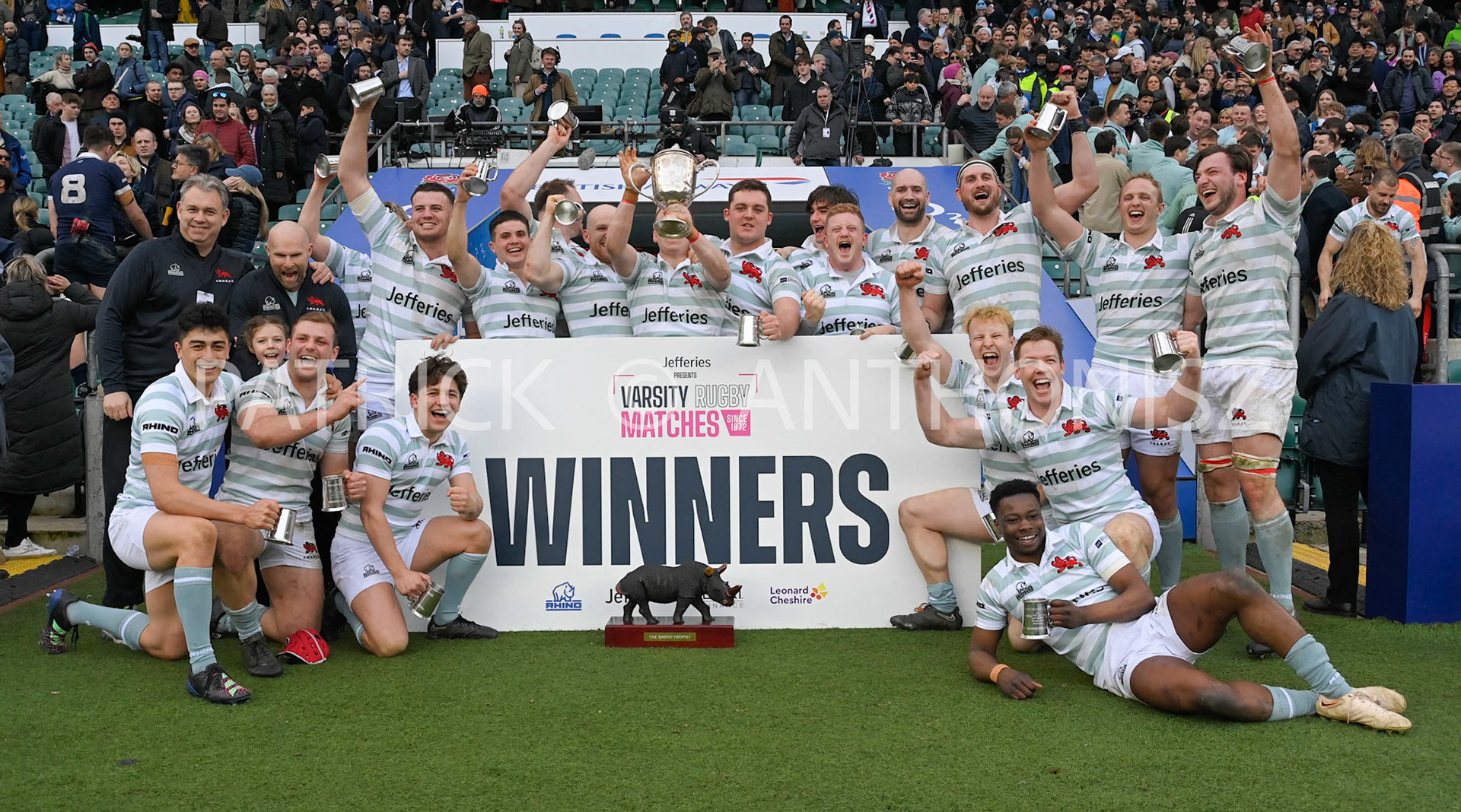 LONDON, ENGLAND March 25: CAMBRIDGE wins The Varsity Match between  Oxford University and Cambridge University Men's Varsity by 15-10   at Twickenham Stadium on Saturday March 25-2023 in London, England.