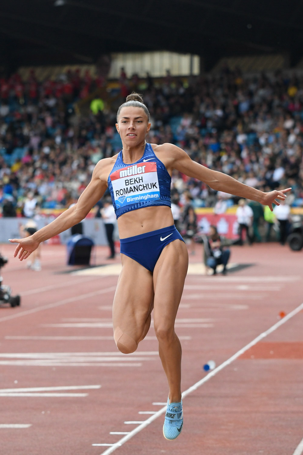 Birmingham. UK.. 18 August 2019.Maryna Bekh-Romanchuk (UKR)  in  action in the womens long jump at the   Muller Grand Prix. IAAF Diamond League athletics. Alexander stadium. Birmingham