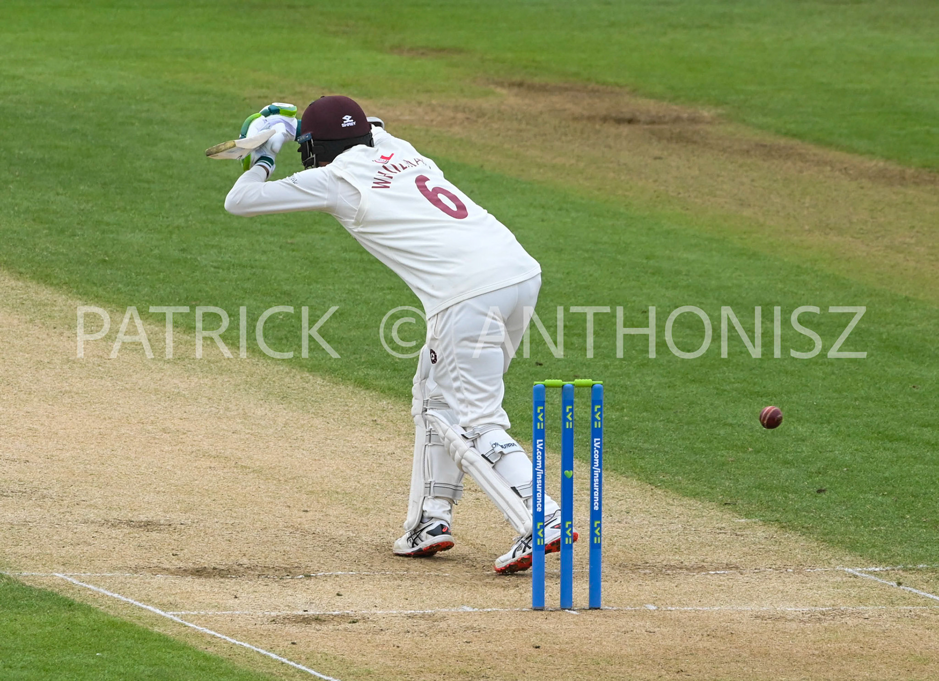 NORTHAMPTON, ENGLAND - April 16 2023 : Sam Whiteman of Northampton evades the ball during  Day 4 of the LV= Insurance County Championship match between Northamptonshire and   Sun  April  16 at The County Ground  in Northampton, England.