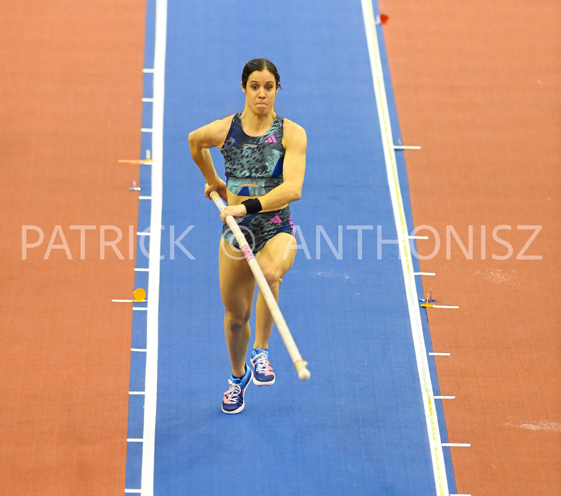 Birmingham, UK, 25 February 2023:STEFANIDI Aikaterini GRE competes in the  Women's Pole Vault  at 4.51m in Birmingham World Indoor Gold Tour Final  Utilita Arena, Birmingham on the 25 February , England