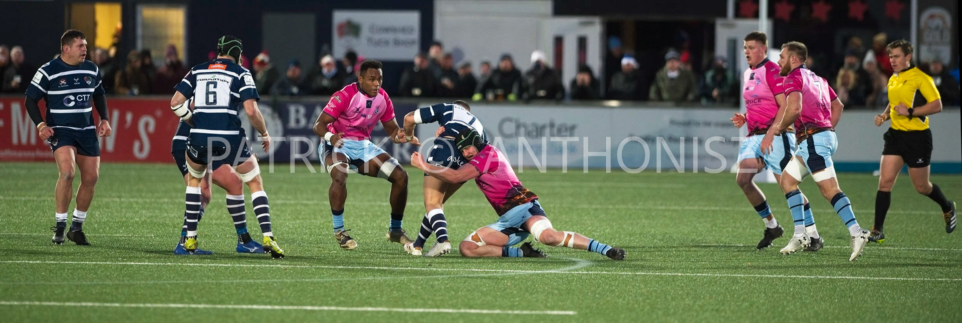 BUTTS PARK ARENA Coventry ,England 4th of December  2021 :  Greene King IPA Championship  match between Coventry Rugby Vs  Bedford Blues Rugby at Butts Park Arena Coventry UK .Final score: Coventry Rugby   :   Bedford Blues Rugby .