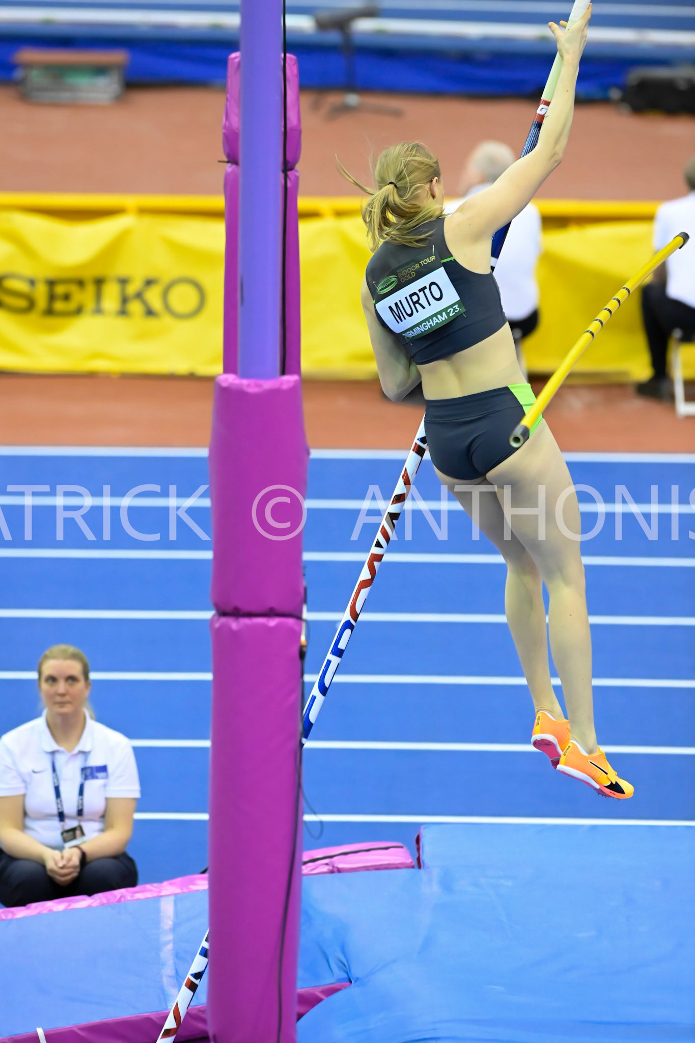 Birmingham, UK, 25 February 2023:MURTO Wilma FIN Women's Pole Vault seen at  Birmingham World Indoor Gold Tour Final  Utilita Arena, Birmingham on the 25 February , England